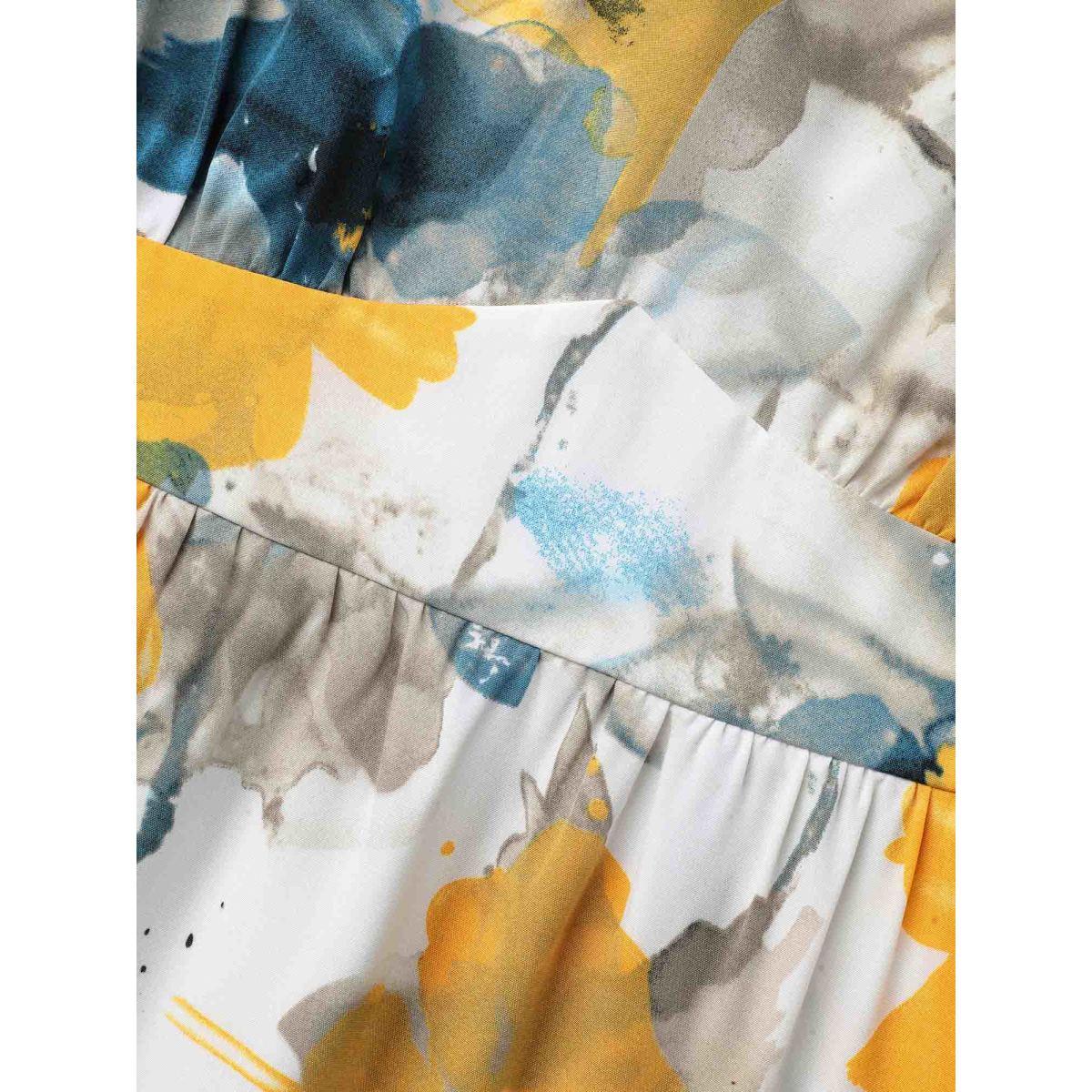 Plus Size Floral Wrap Neck Fit & Flare Dress Aegean Women Timeless Gathered V-neck Short sleeve Curvy BloomChic 28/5X Product Image