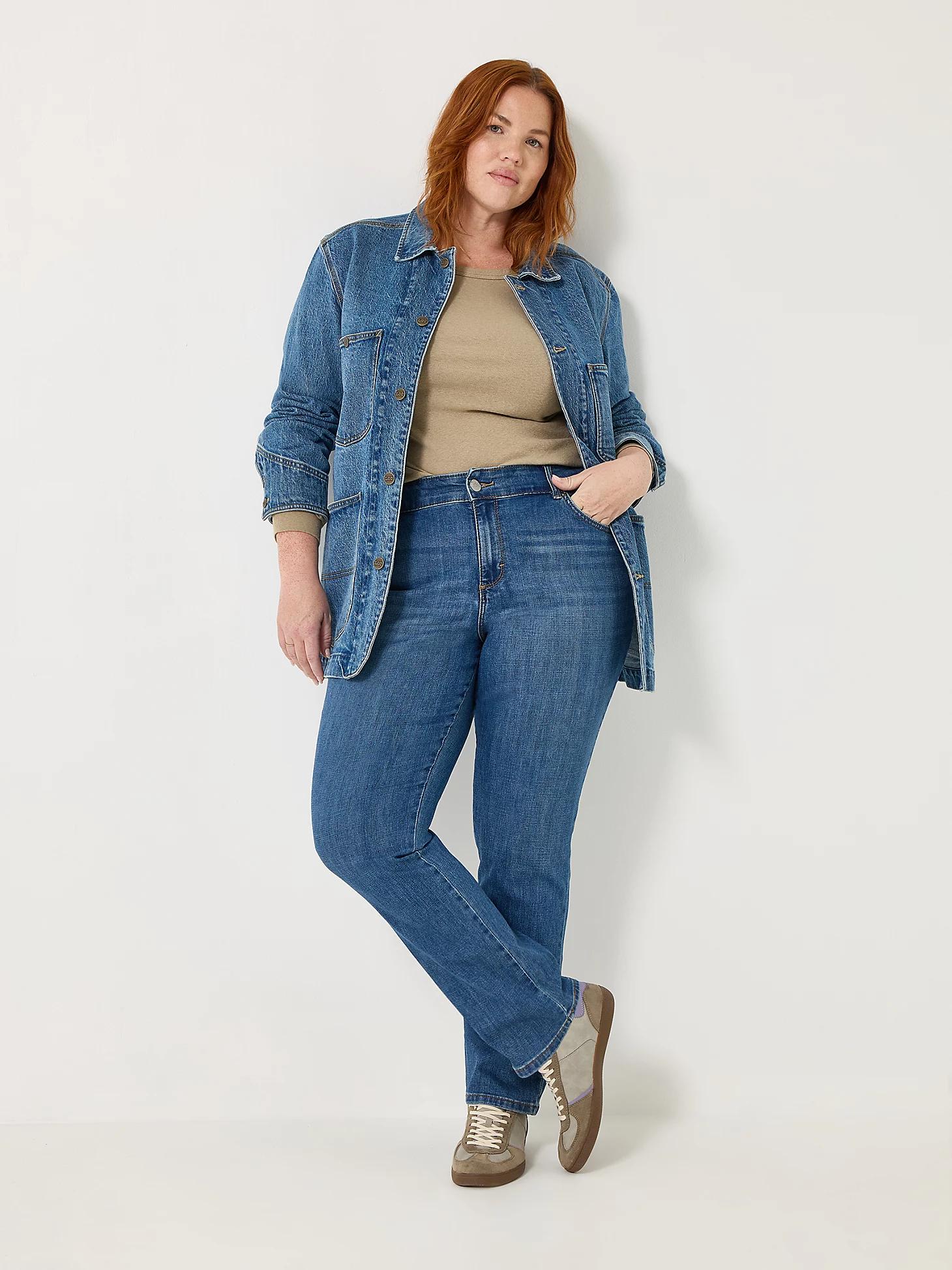 Women’s Stretch Relaxed Fit Straight Leg Jean (Plus) | Women's Jeans | Lee® Product Image