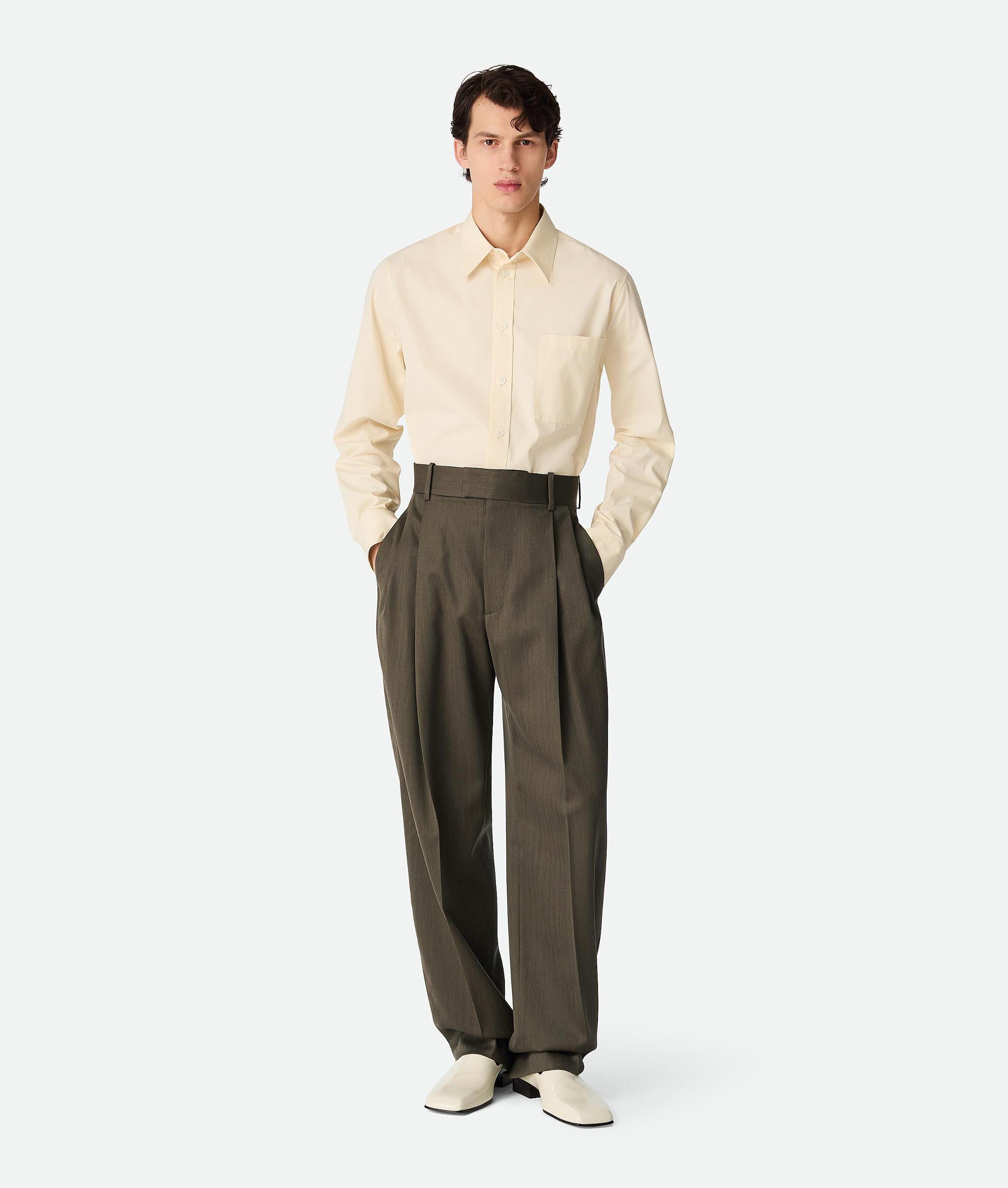 Men's Wool Subtle Chevron Straight Trousers in Forest/caper melange Product Image