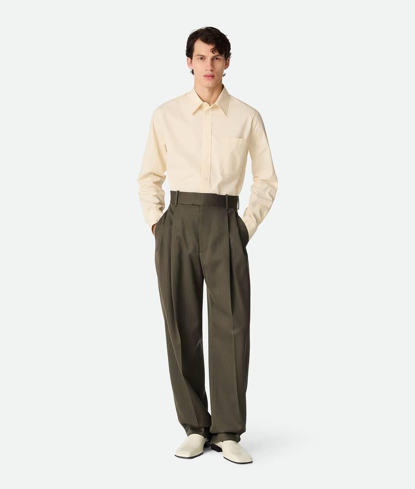Men's Wool Subtle Chevron Straight Trousers in Forest/caper melange Product Image