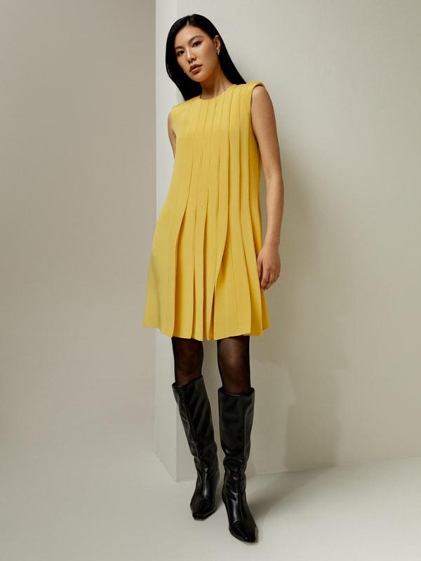 Sleeveless accordion pleated silk dress Product Image