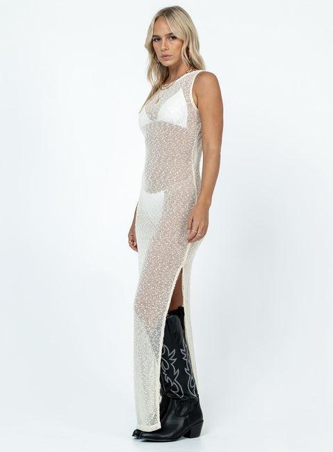 Performer Knit Maxi Dress Cream Product Image
