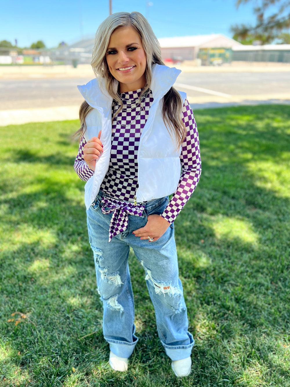 Sterling Kreek Pep Rally Purple Mesh Top Product Image