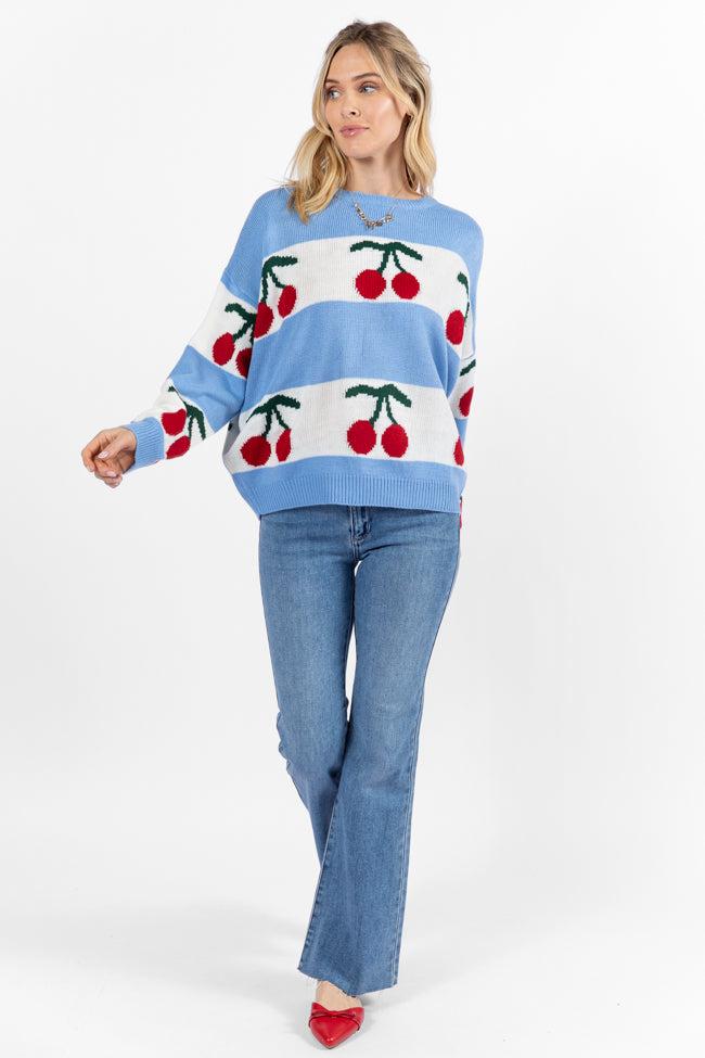 The Cherry On Top Blue Sweater FINAL SALE Product Image