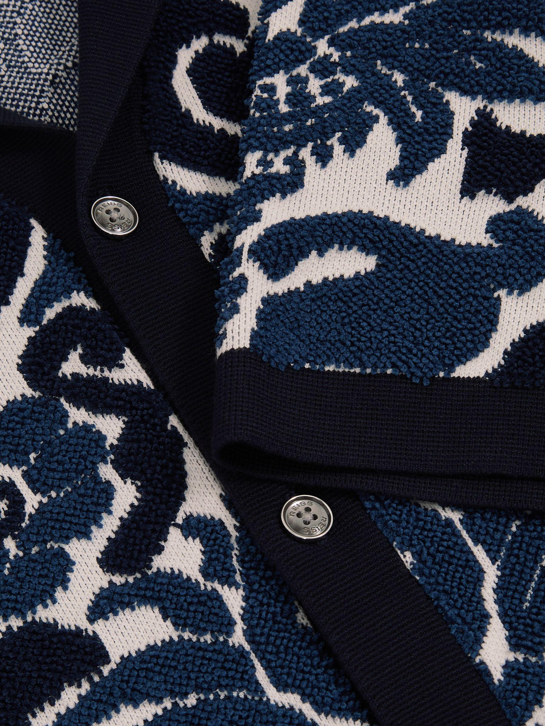 Paisley Jacquard Knit Shirt in Navy Blue/White Product Image