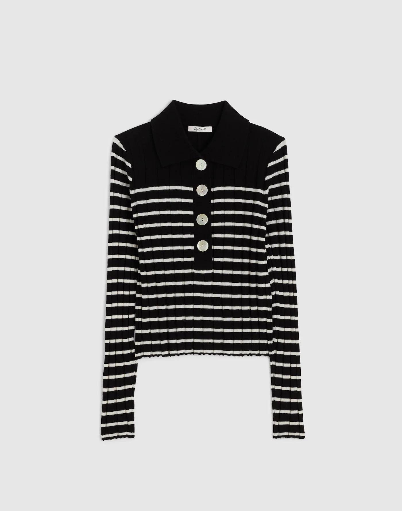 Ribbed Polo Sweater Product Image