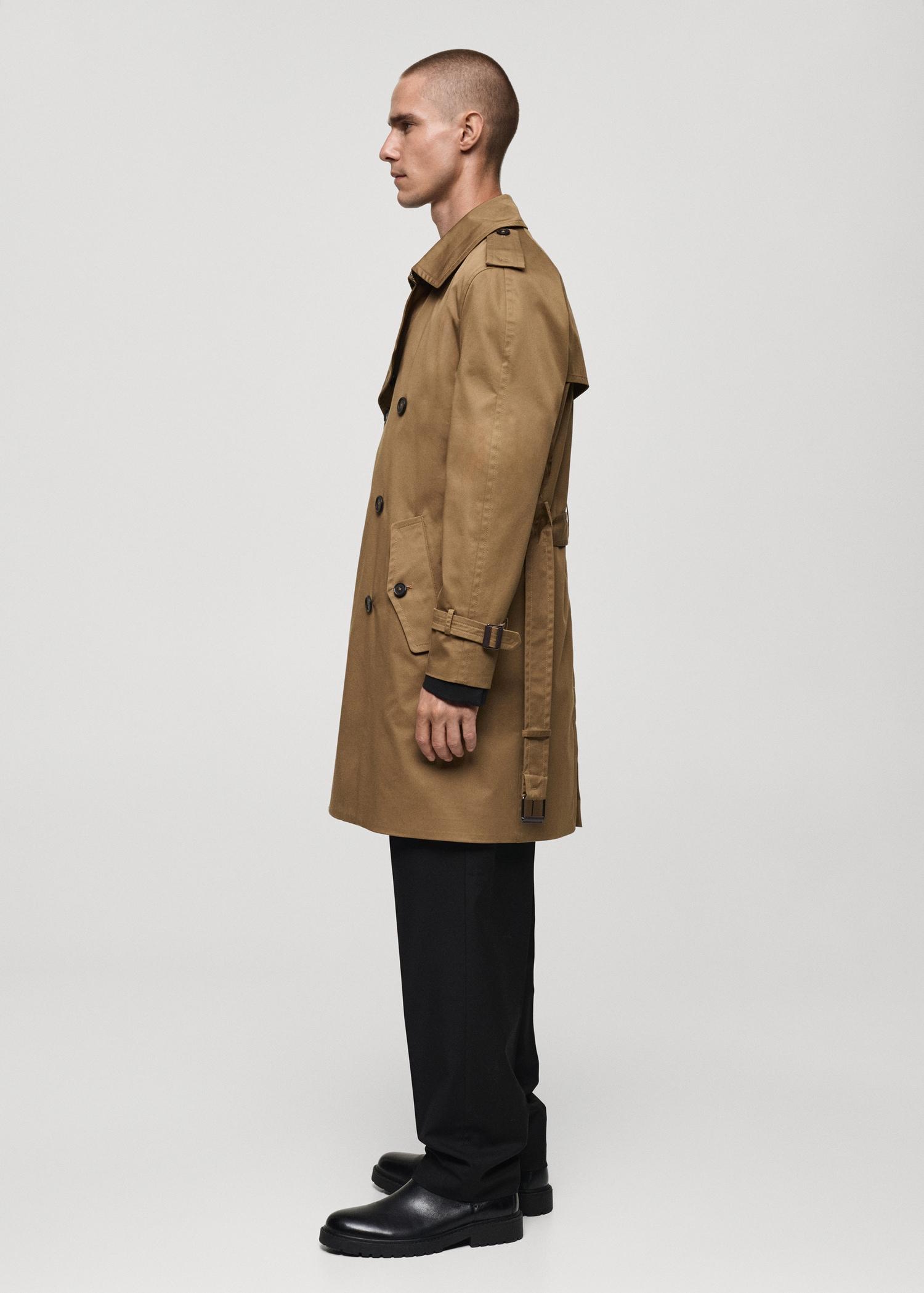Water-repellent belted trench coat - Men | MANGO USA Product Image
