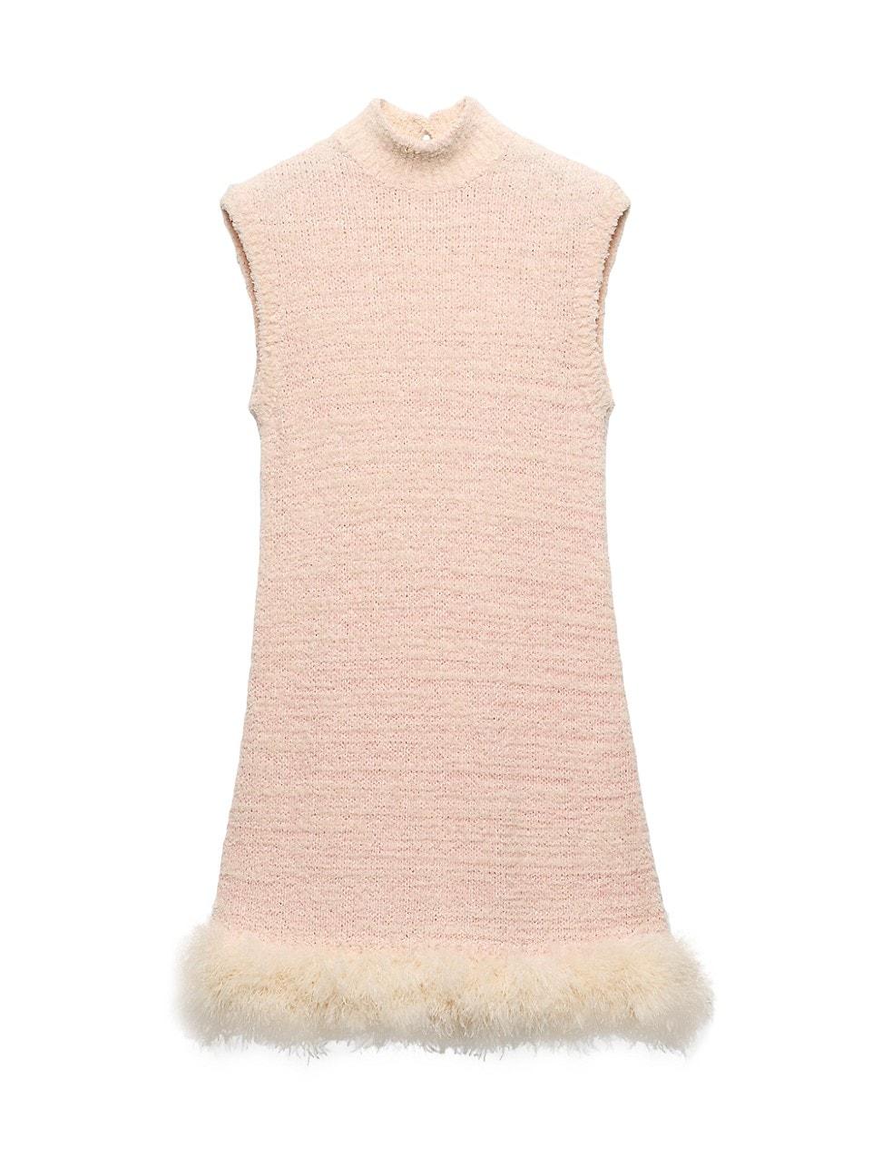 Womens Cotton Mini Dress with Feathers Product Image