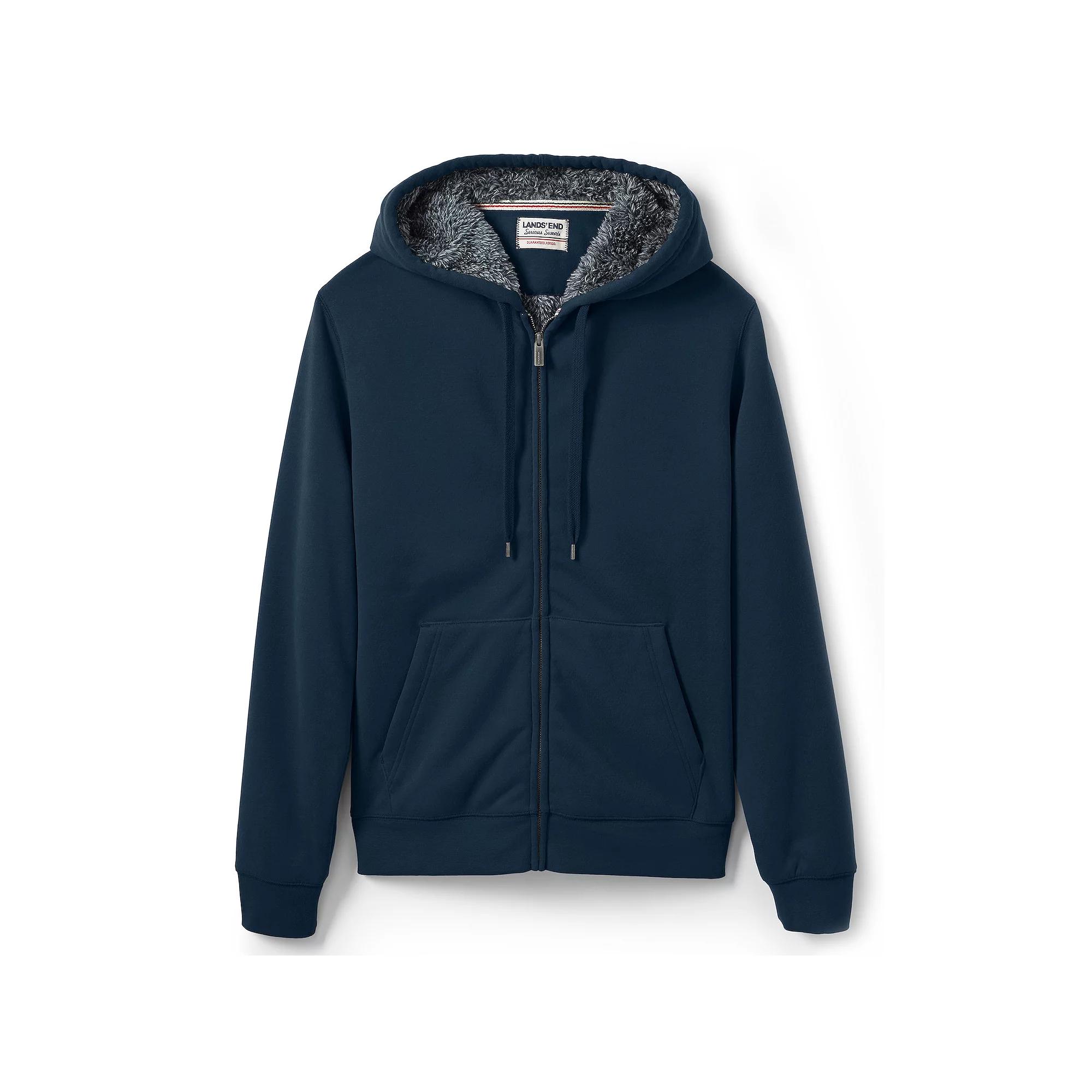 Big & Tall Lands' End Serious Sweats Full-Zip Sherpa Hoodie, Men's,  Product Image