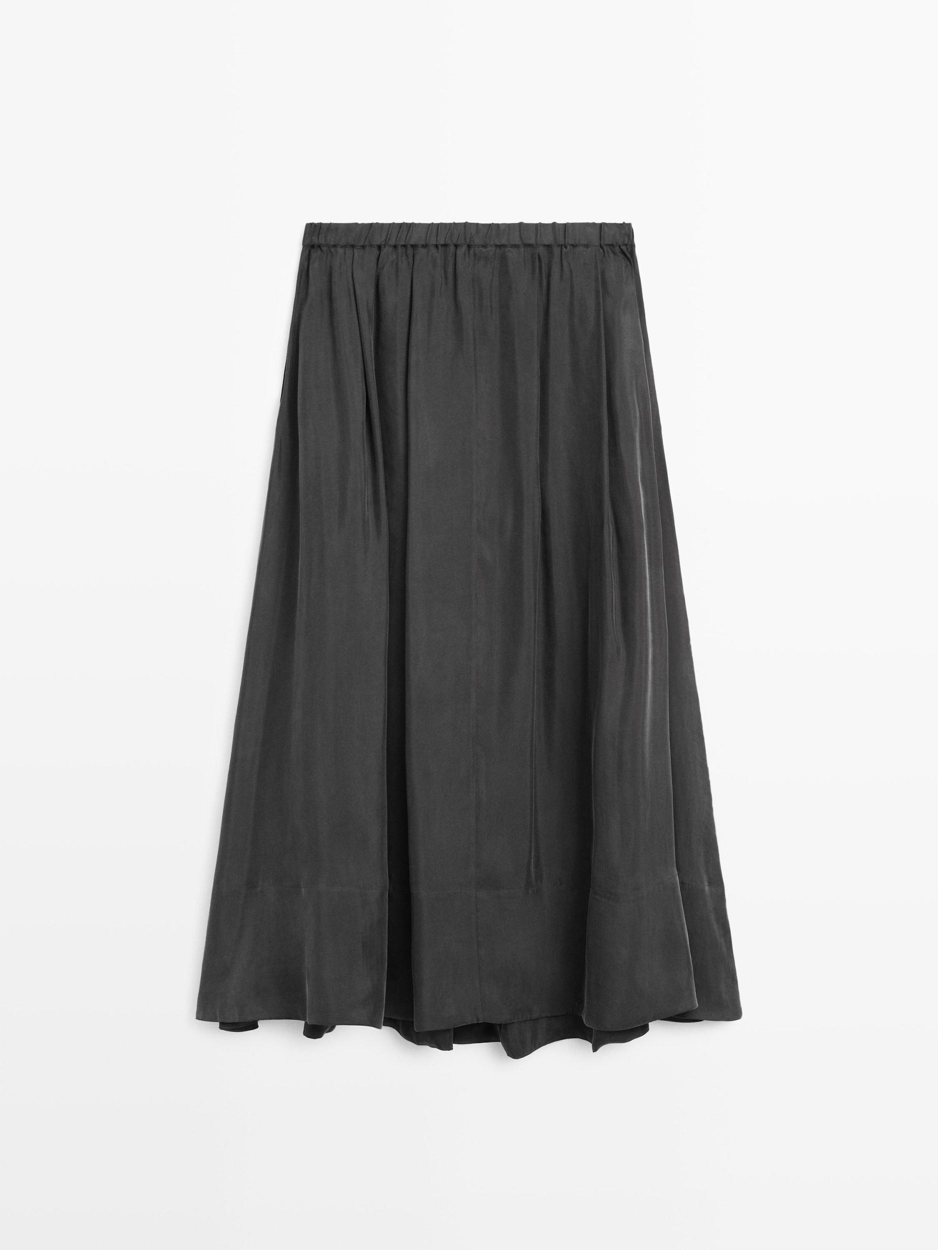 Cotton blend knit flared midi skirt Product Image