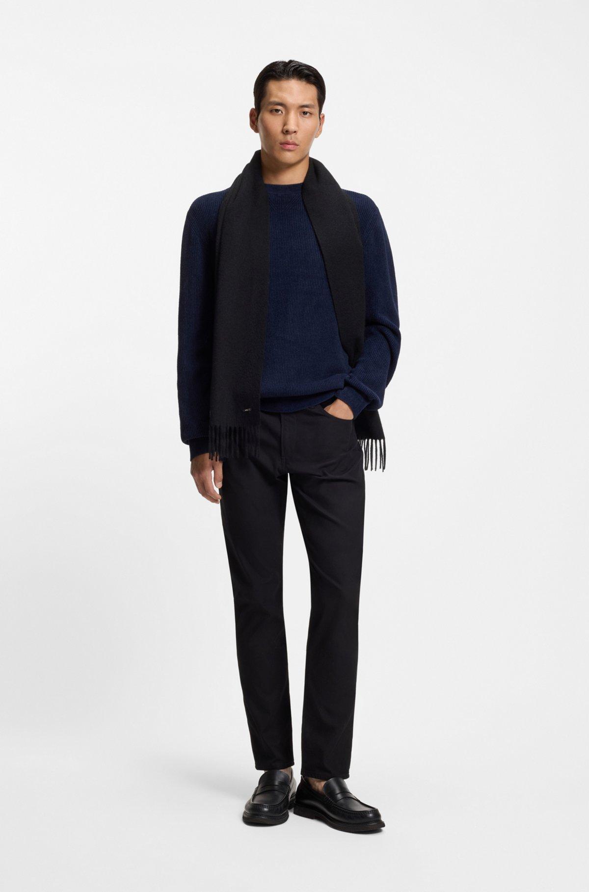 Wool scarf with faux-leather logo patch Product Image