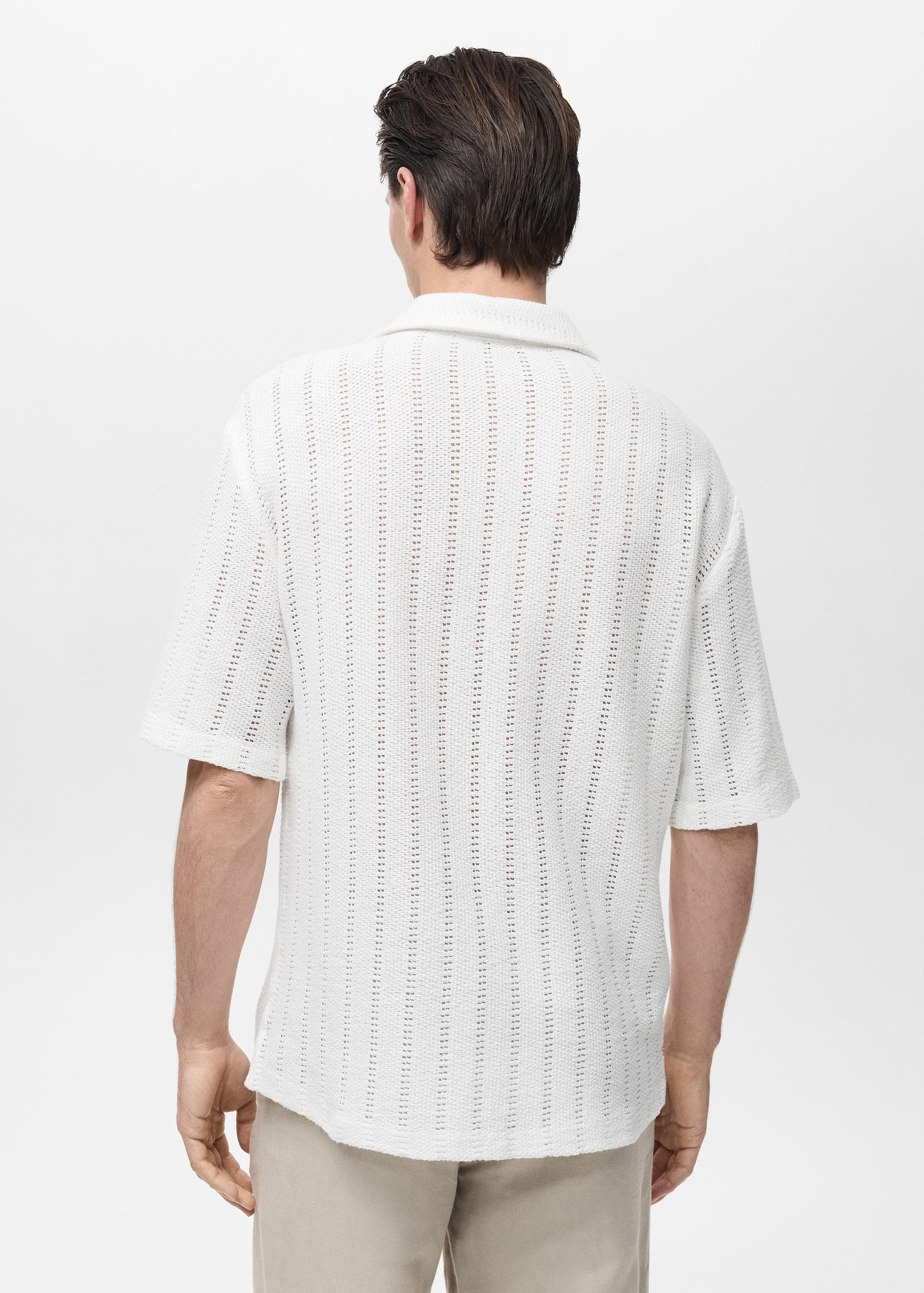 Knitted shirt with pointelle detail - Men | MANGO USA Product Image