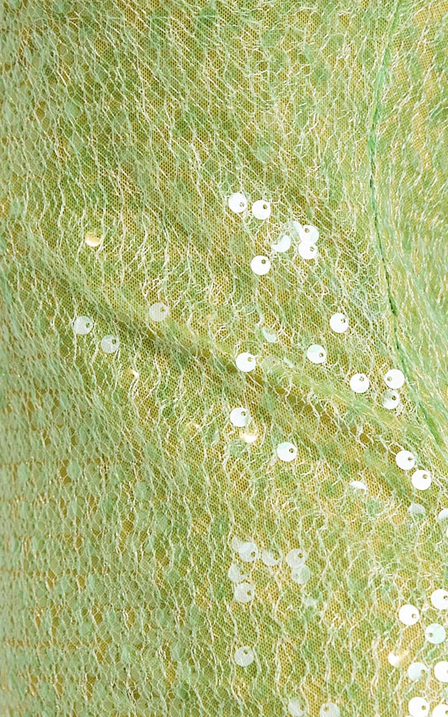 Sierra Midi Dress - Sequin Square Neck Bodycon Dress in Green Product Image