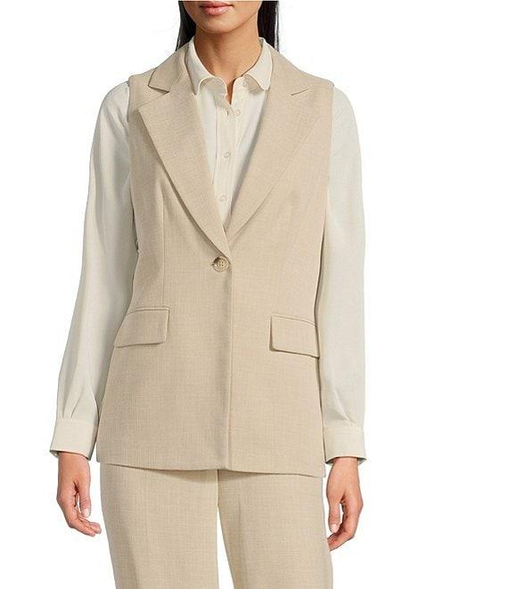 Anne Klein Crossdye Notch Collar 1-Button Vest Product Image