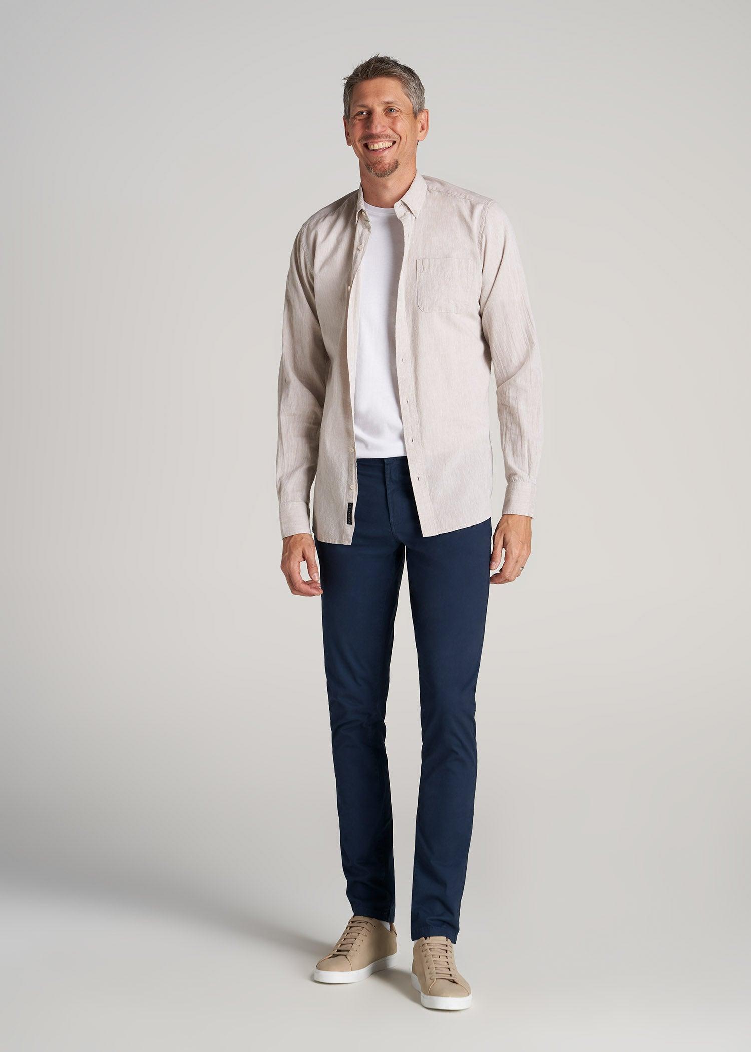 Carman TAPERED Fit Five Pocket Pants for Tall Men in Pebble Grey Male Product Image