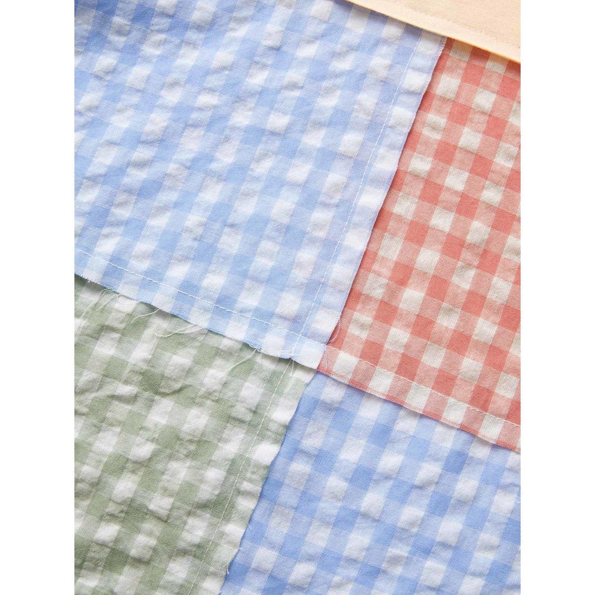 Plus Size Notched Collar Gingham Contrast Patchwork Tank Top Women Apricot Resort Contrast Notched collar Vacation Tank Tops Camis BloomChic 28/5X Product Image