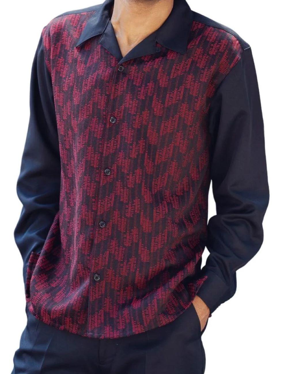 Men's Long Sleeve Walking Suit in Black And Red Male Product Image