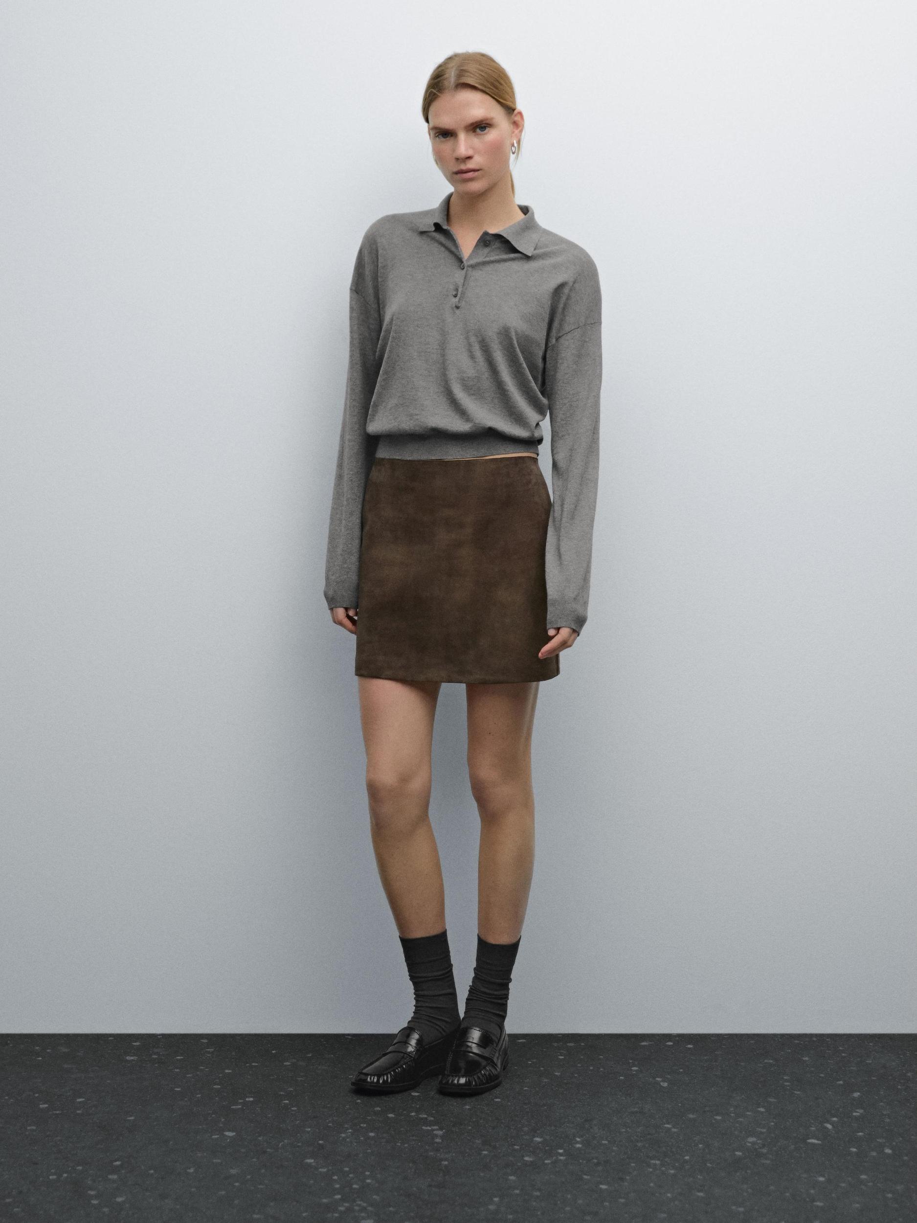 Cotton blend knit polo sweater Product Image