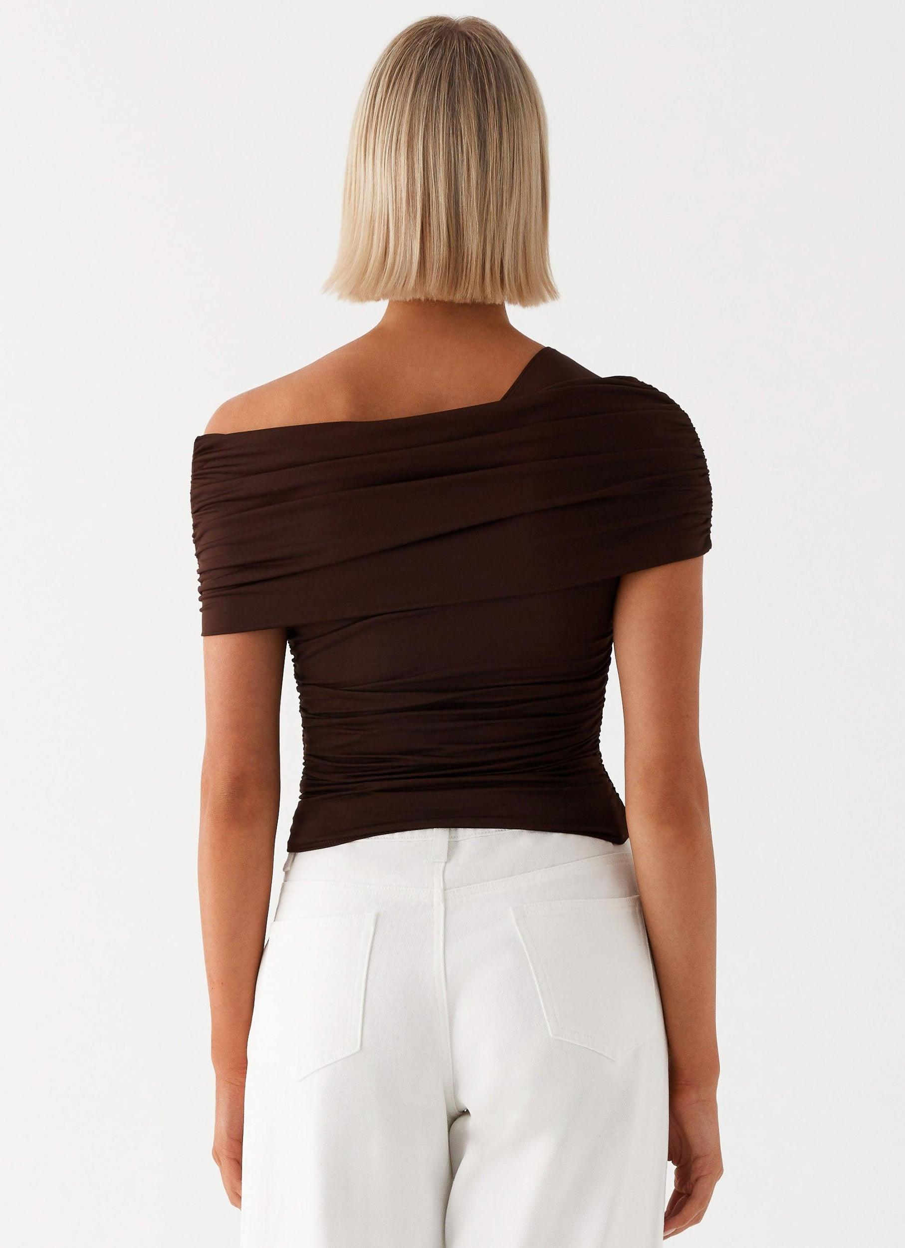 Gabbie Off Shoulder Top - Chocolate Product Image
