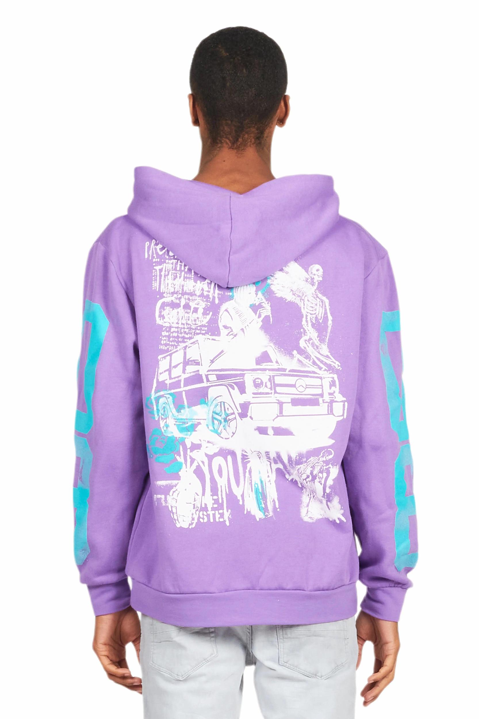 Grill Purple Graphic Hoodie Male Product Image