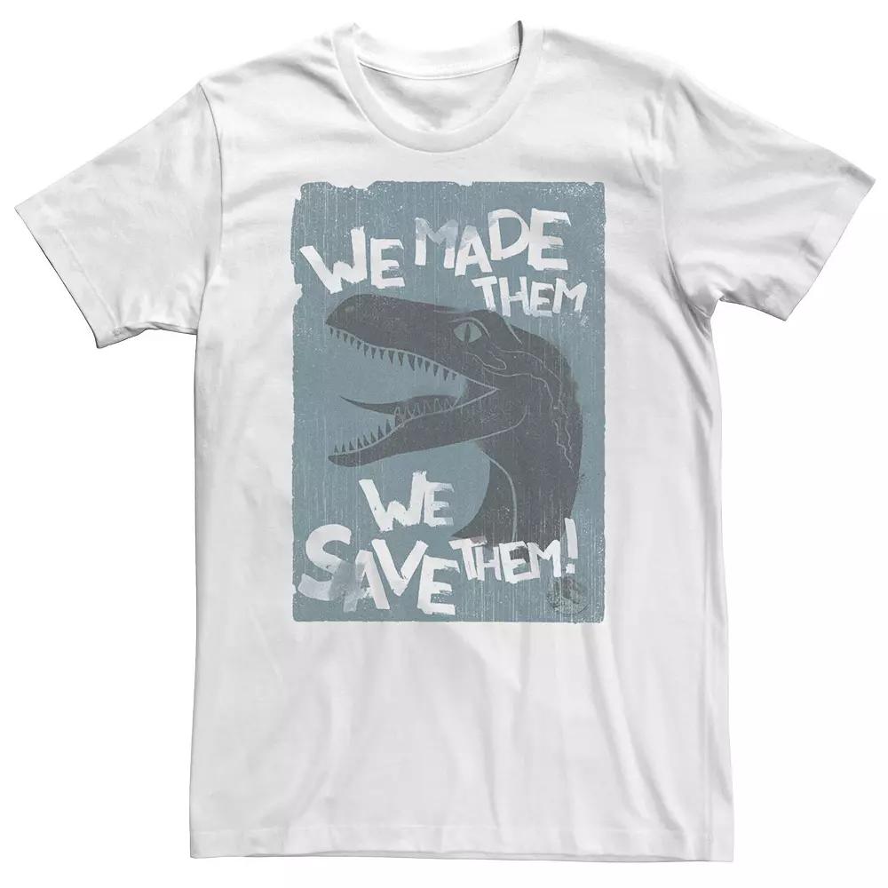 Big & Tall Jurassic World Two We Made Them We Save Them Tee, Men's, Size: 4XL Tall, White Product Image