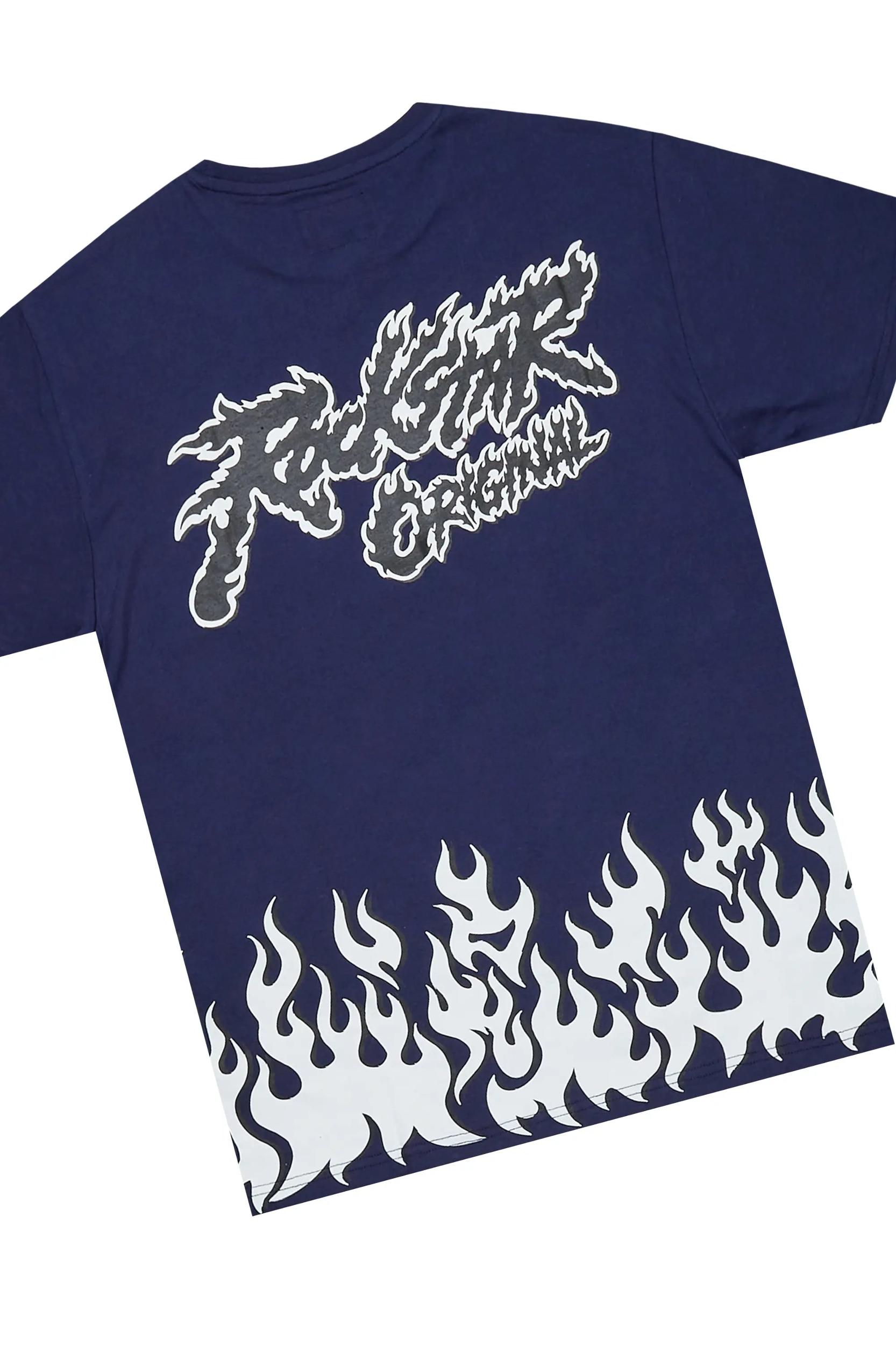 Bubble Navy T-Shirt/Short Set Male Product Image