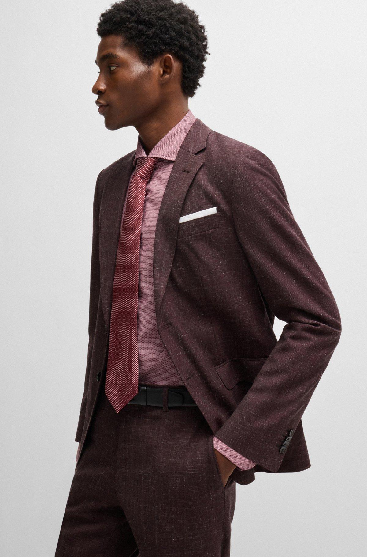 Casual-fit shirt in structured cotton with spread collar Product Image