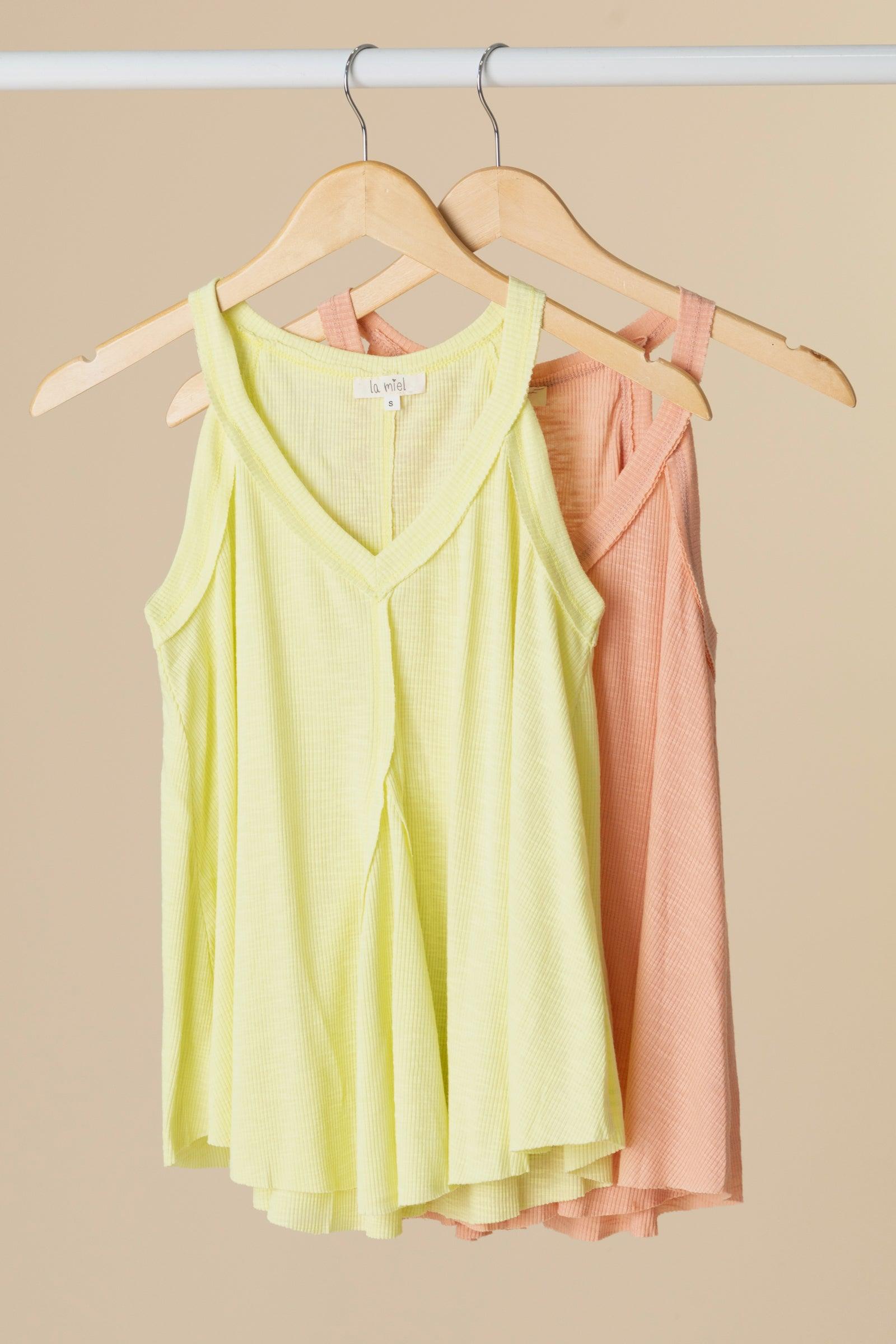 Ribbed Jersey Relaxed V-Neck Tank Top Product Image