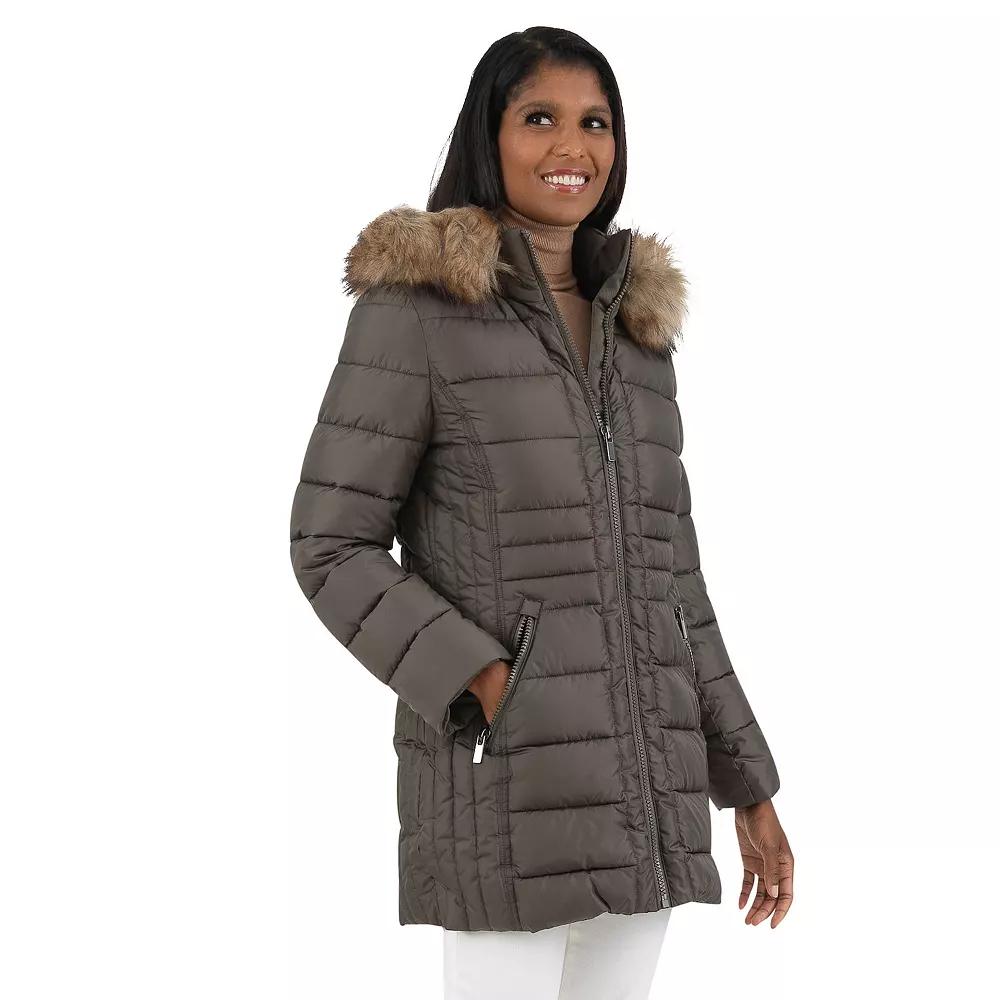 Women's Fleet Street Faux Fur Trimmed Hooded Puffer Coat,  Product Image