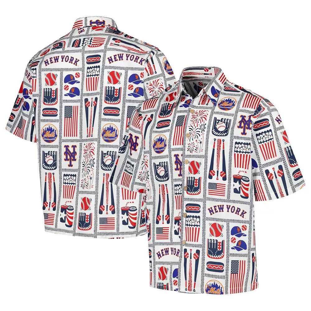Men's Reyn Spooner White New York Mets Americana Button-Up Shirt,  Product Image