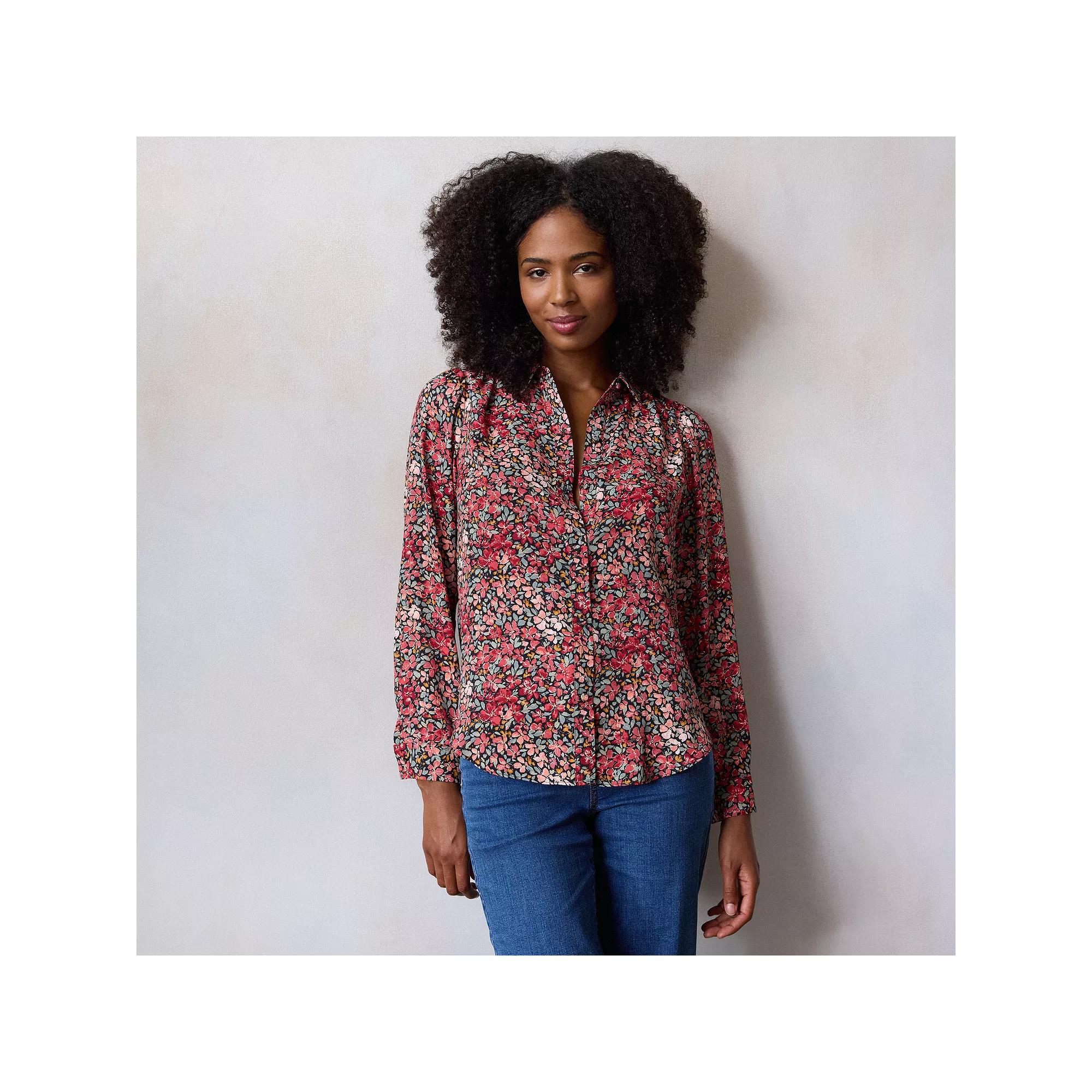 Women's LC Lauren Conrad Button Front Shirt, Size: XXL, Red Brooke Fleurs Product Image