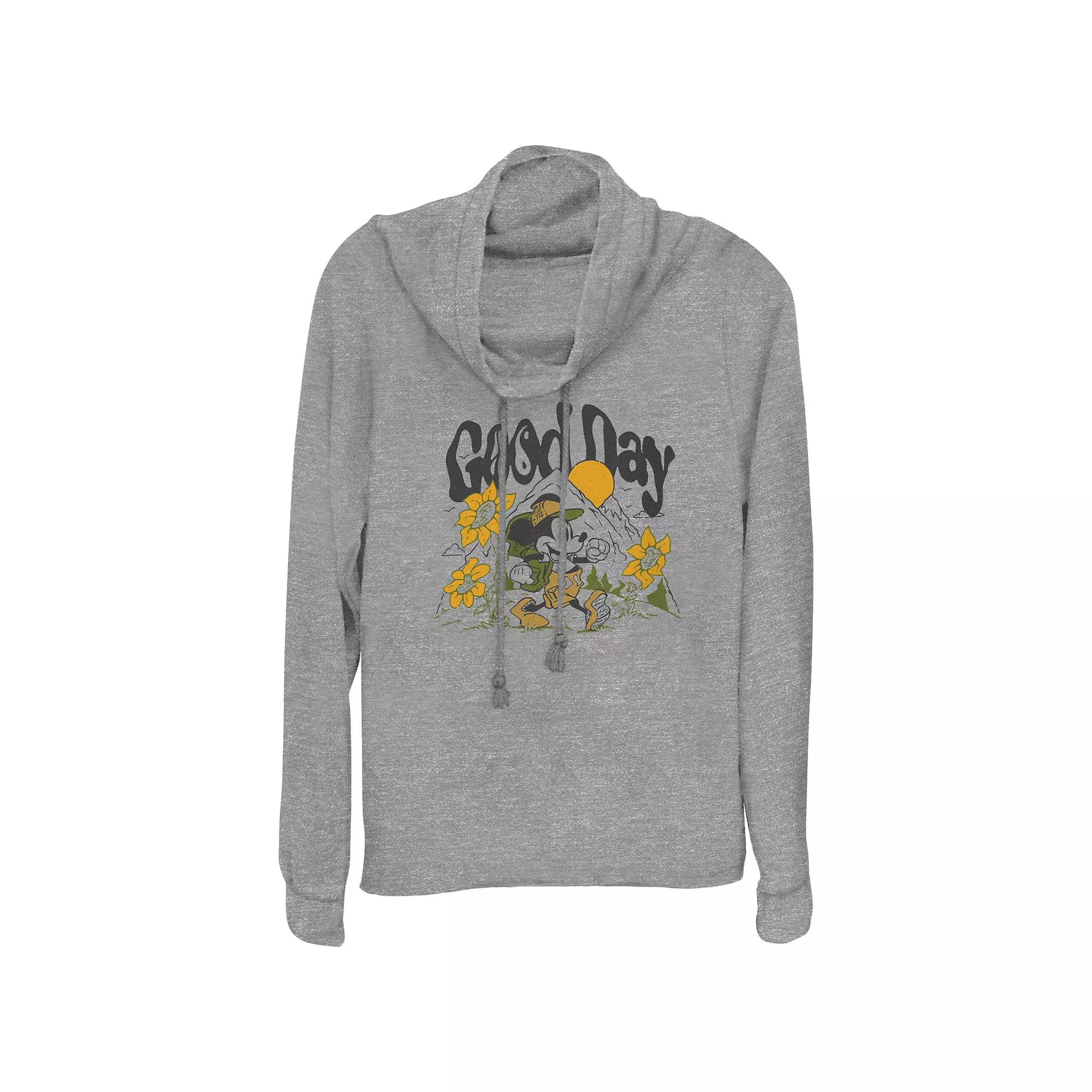 Disney's Mickey Mouse Good Day Plus Size Cowlneck Graphic Lightweight Long Sleeve, Women's, Size: 1XL, Gray Grey Product Image
