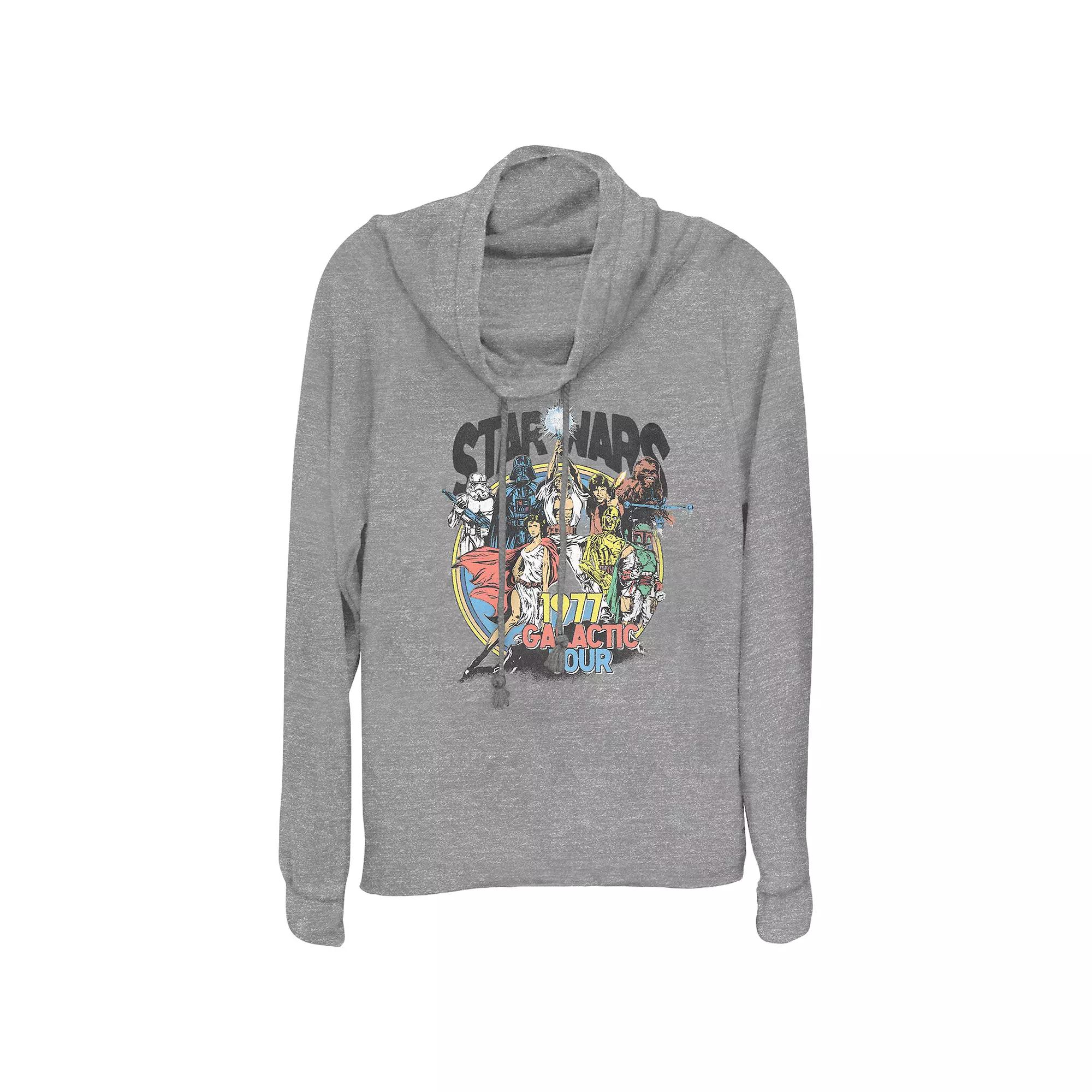Women's Star Wars 1977 Galactic Tour Poster Cowlneck Graphic Lightweight Long Sleeve, Girl's,  Product Image