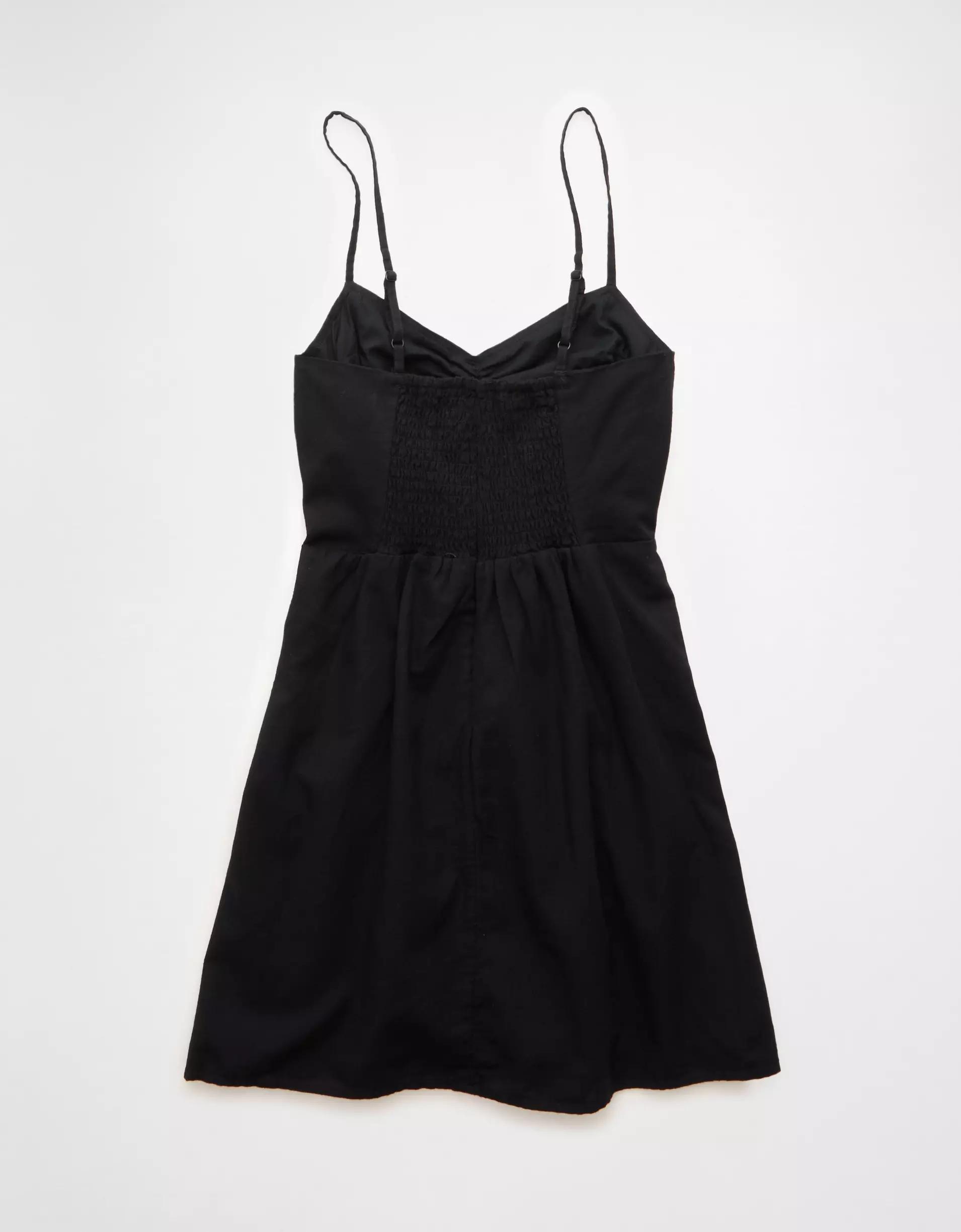 AE Linen-Blend Ruched Mini Dress Product Image