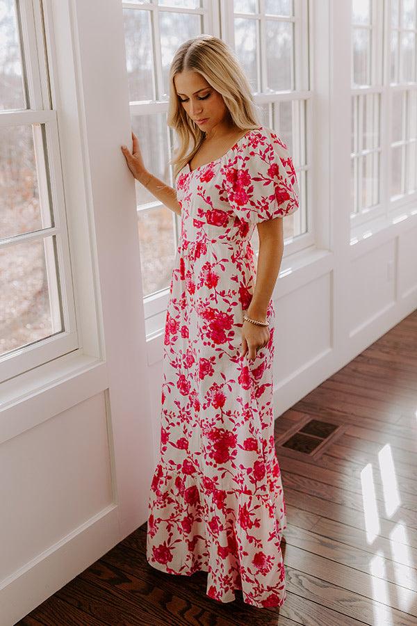 Sweet Surprise Floral Maxi Dress in Hot Pink Product Image