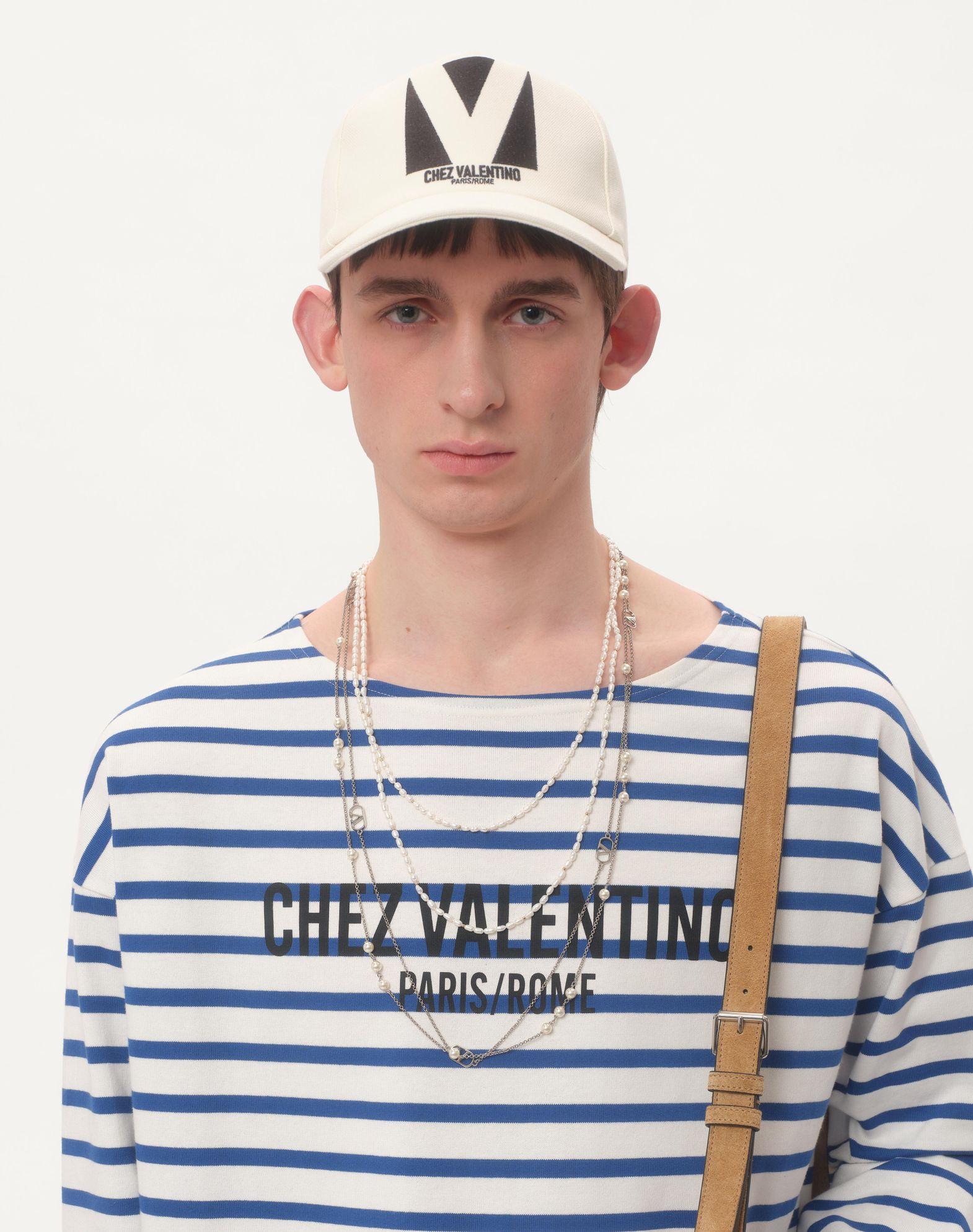 Long-Sleeved Cotton T-Shirt With Chez Valentino Print Product Image