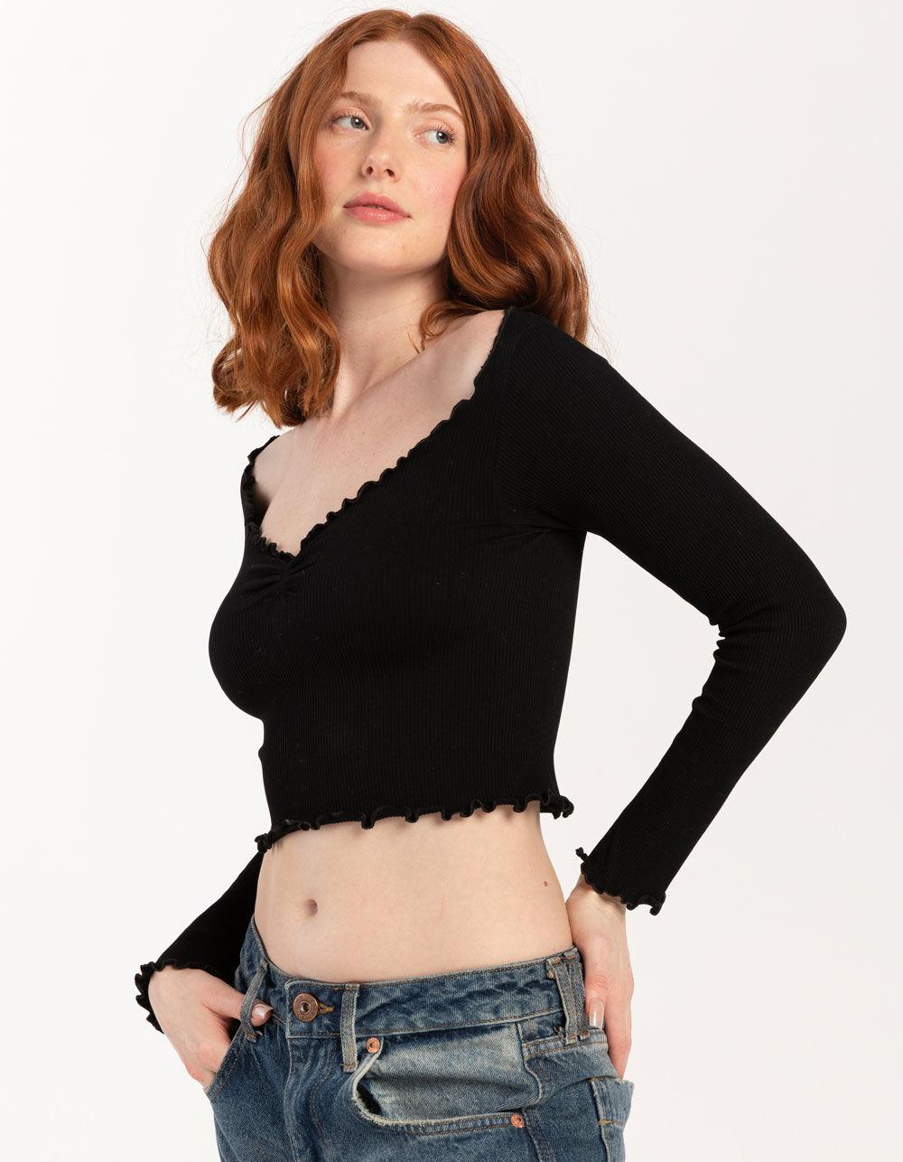 BDG Urban Outfitters Seamless Elise Womens Long Sleeve Top - BLACK Product Image