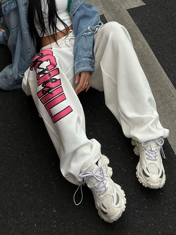 Contrast Color Print Loose Sweatpants Product Image