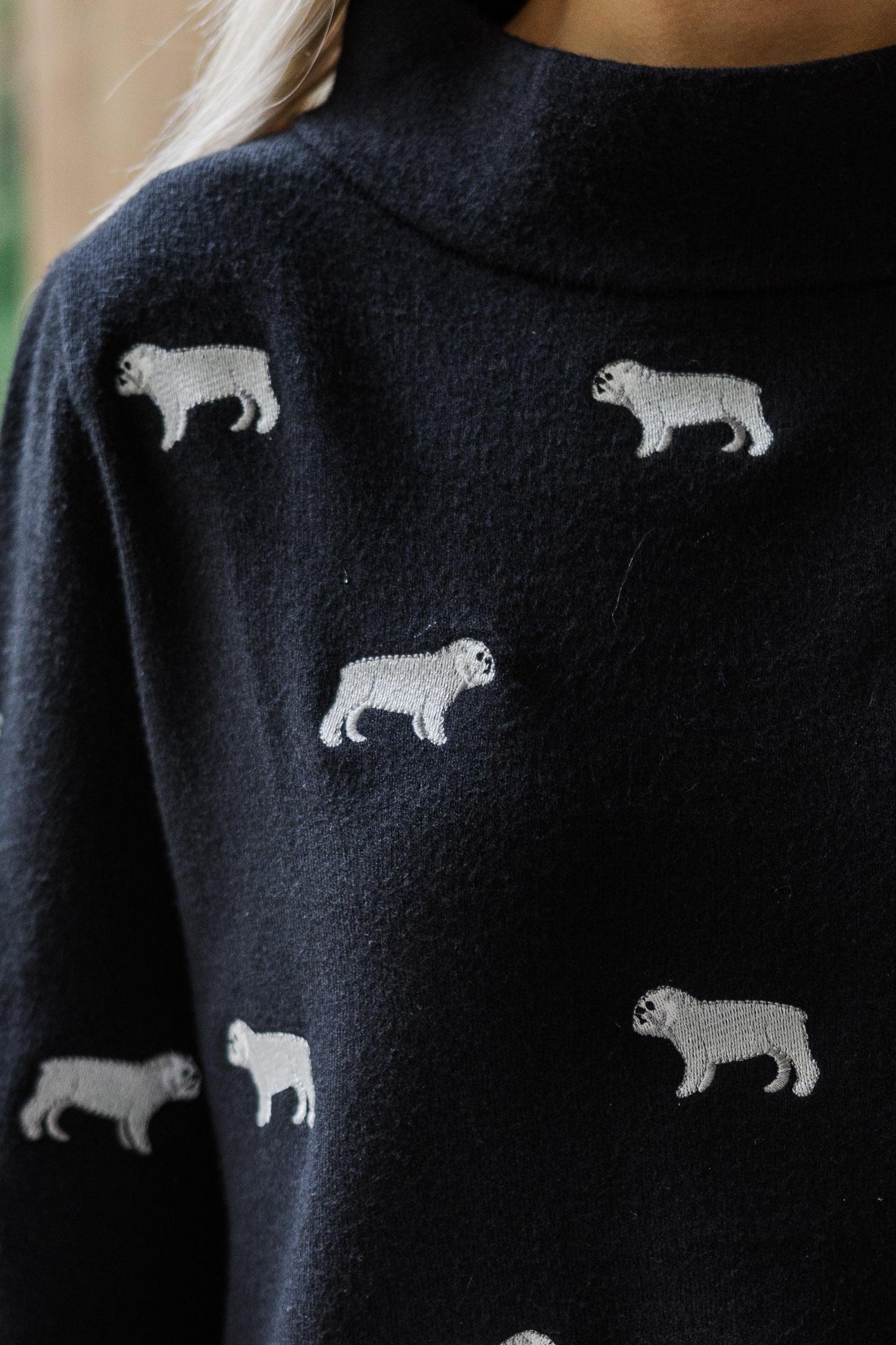 It All Works Black Bulldog Embroidered Sweater Female Product Image