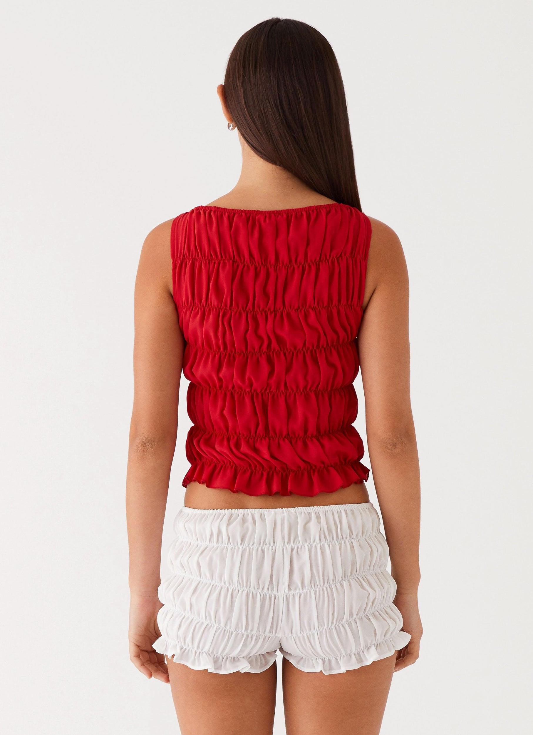 Messina Ruched Tank Top - Red Product Image