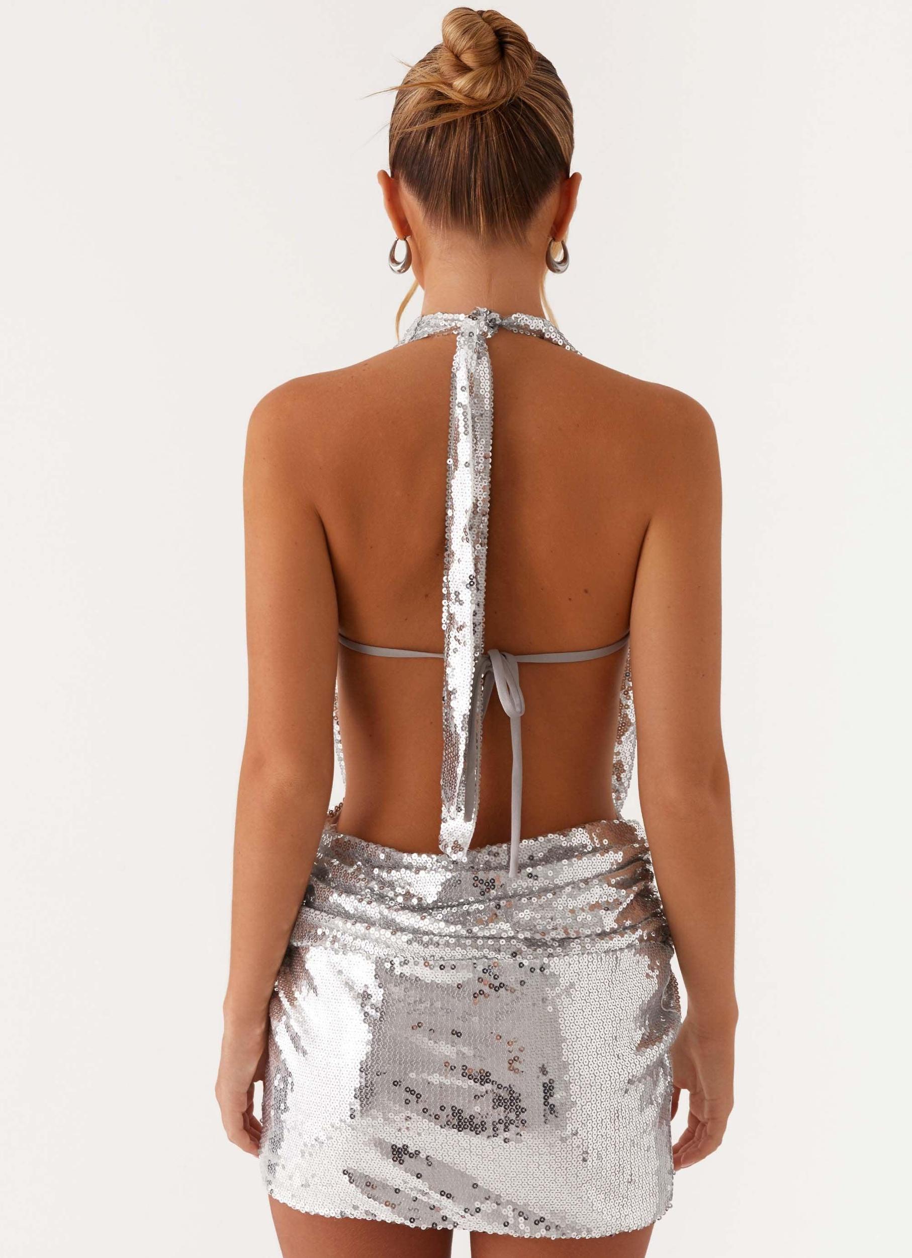 Elysia Sequin Mini Dress - Silver Sequin Product Image