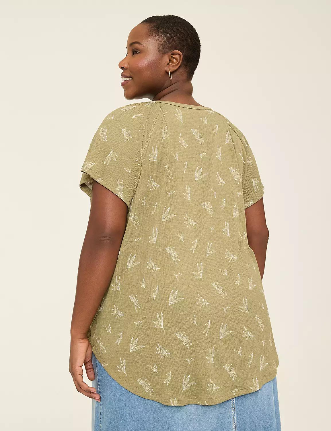 Short-Sleeve Notch-Neck Top Product Image