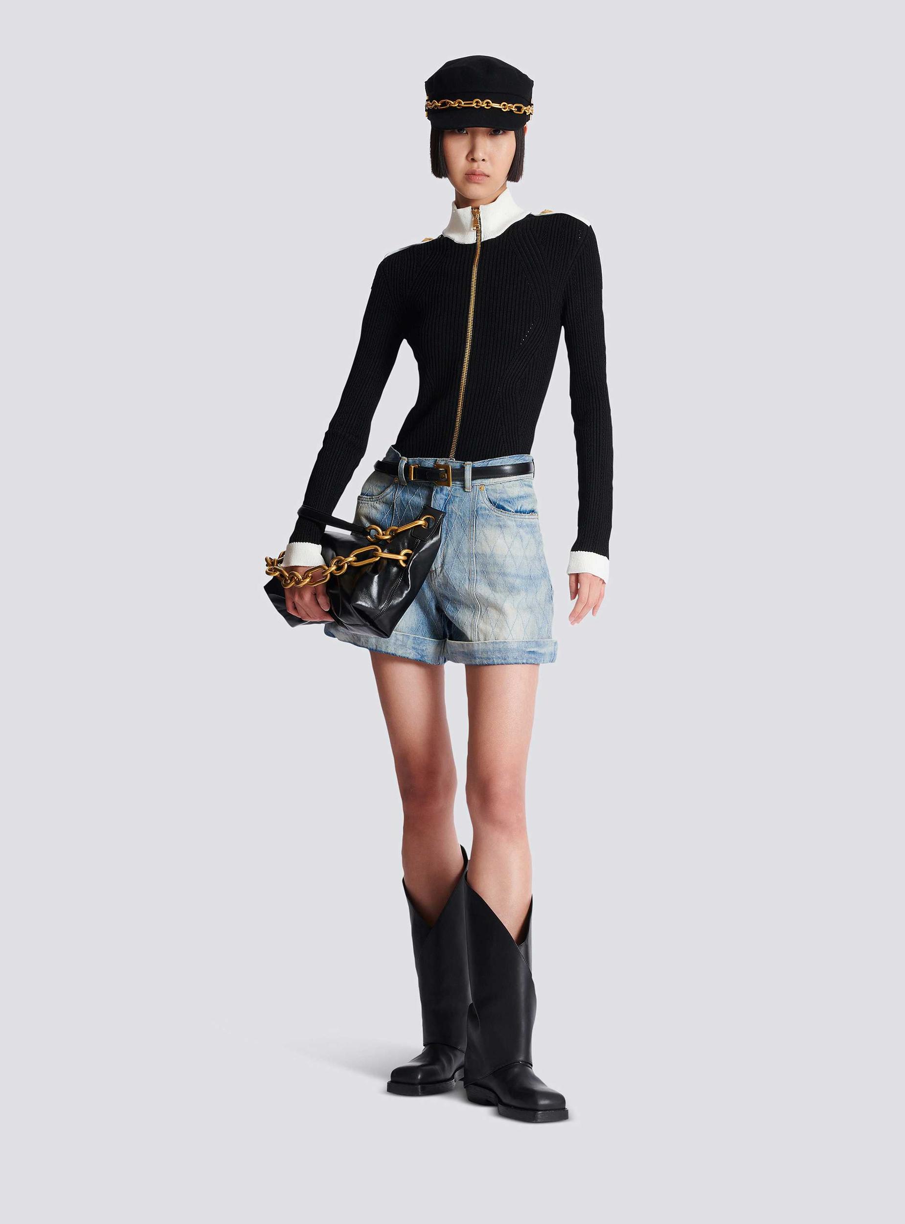 Zipped high-neck knit cardigan  Product Image