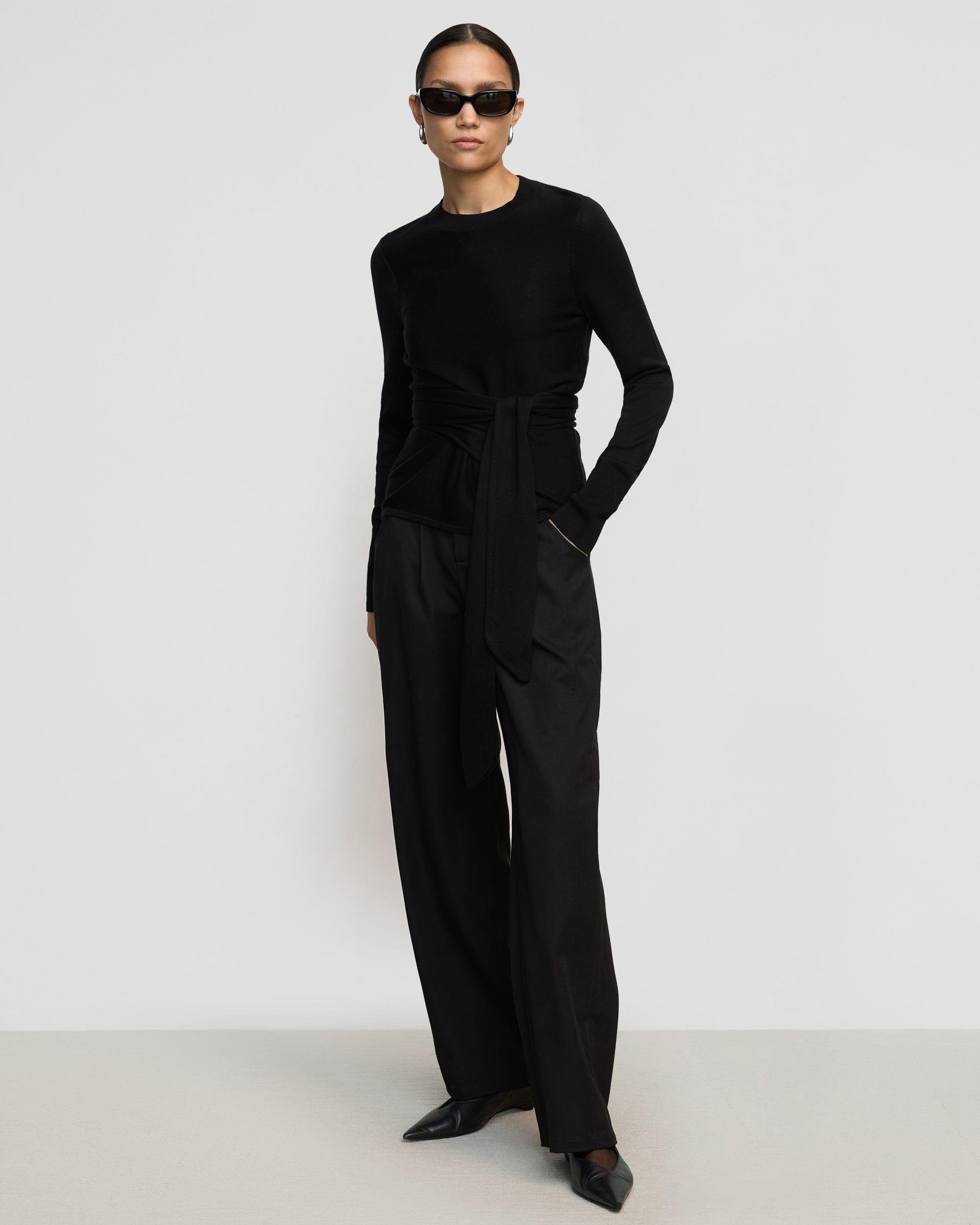 Robin Tie-Front Tencel-Wool Sweater Product Image