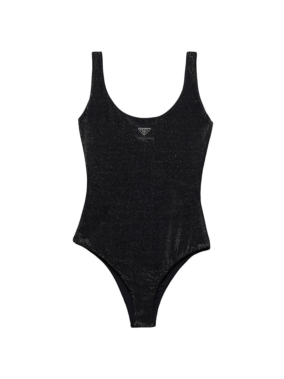 Womens Jersey One-Piece Swimsuit with Rhinestones Product Image