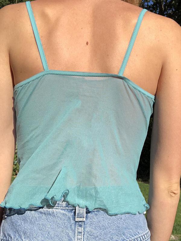 Butterfly Mesh Patchwork Slimming Cami Top Product Image