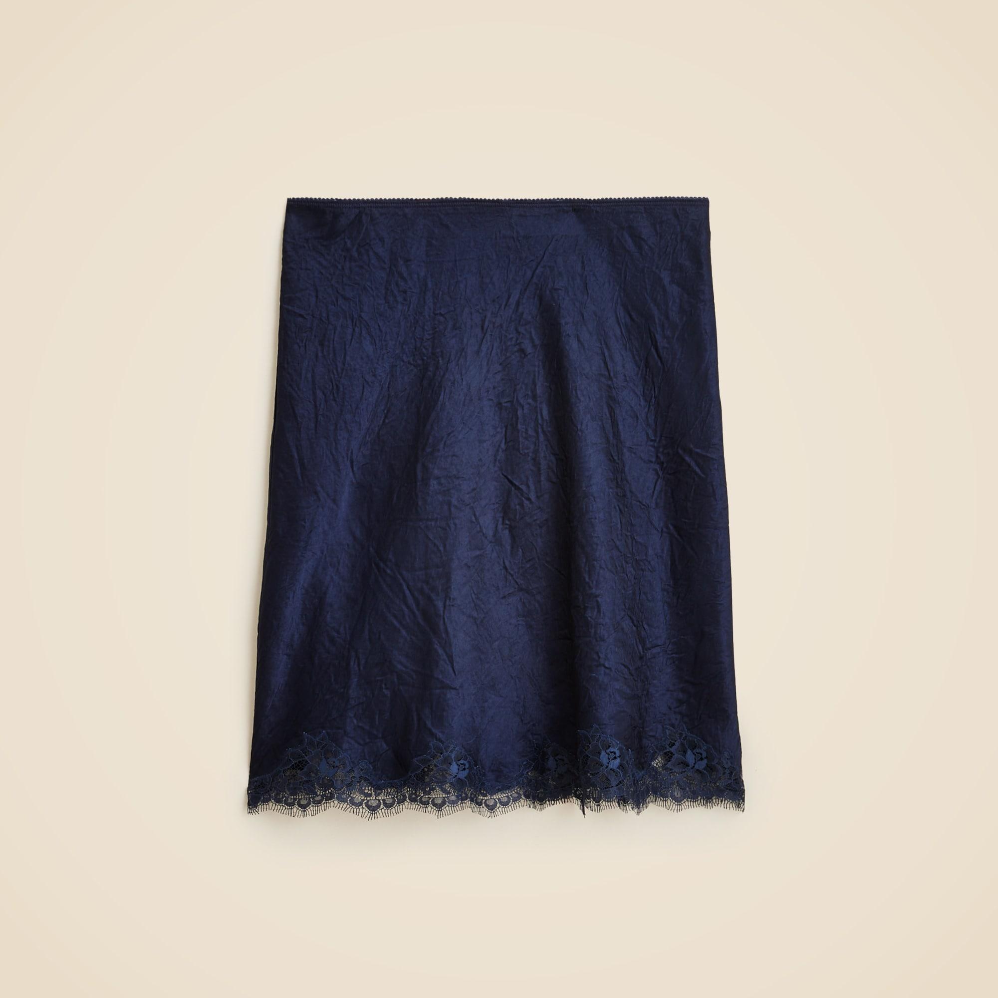 Gwen lace-trim slip skirt in textured satin Product Image