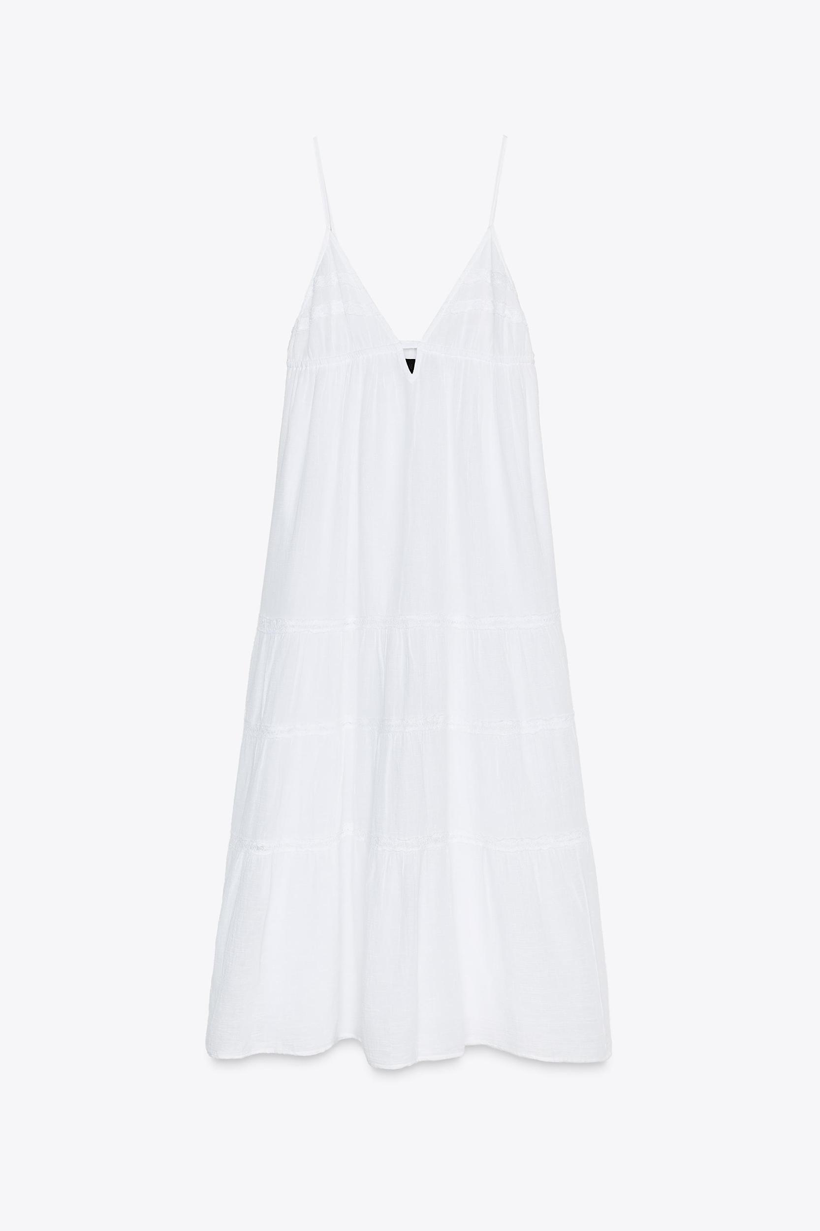 EMBROIDERED GAUZE MIDI DRESS Product Image