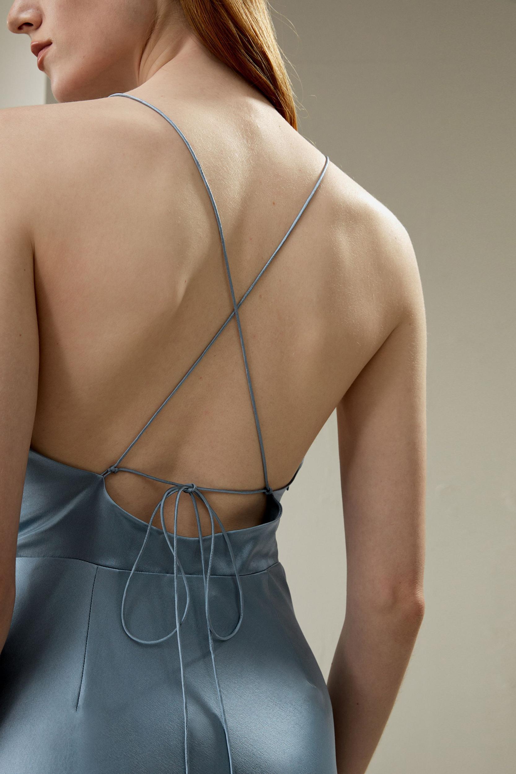 Back Tie Silk Maxi Dress Product Image