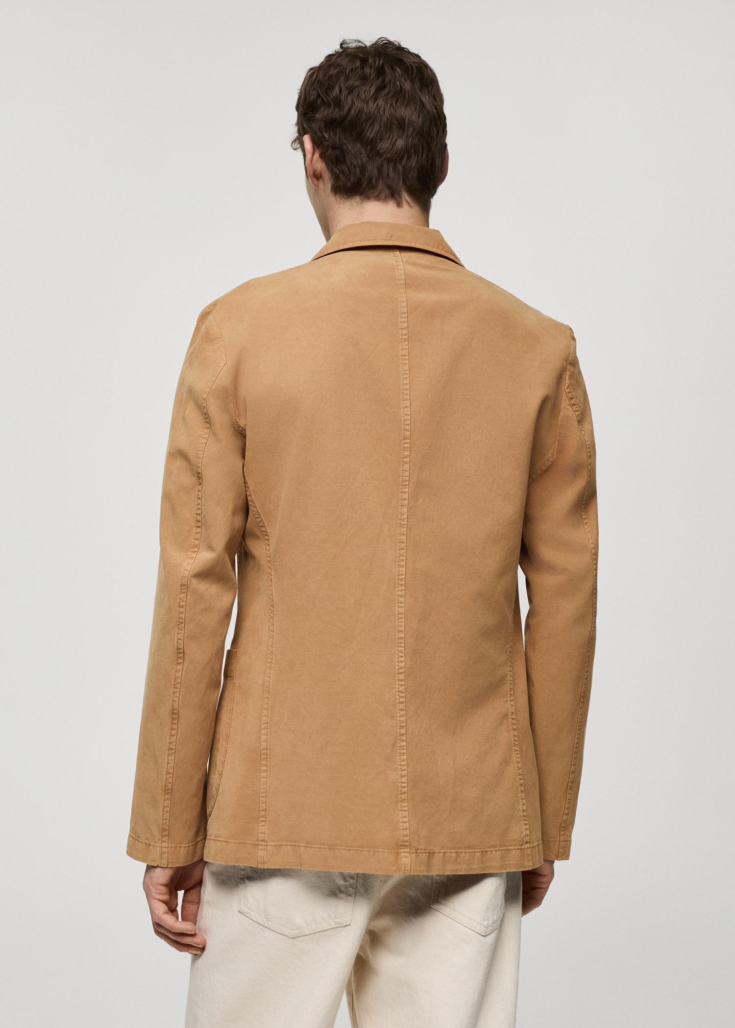 Slim fit linen cotton-blend blazer - Men | MANGO USA Product Image